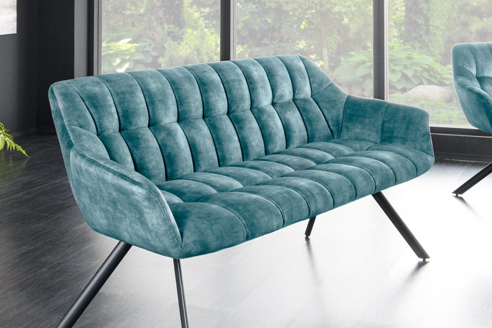 riess-ambiente Sitzbank PAPILLON 165cm petrol / schwarz (Einzelartikel, 1-St), Esszimmer · Stoff · Metall · mit Rückenlehne · Flur · Schlafzimmer, Bank