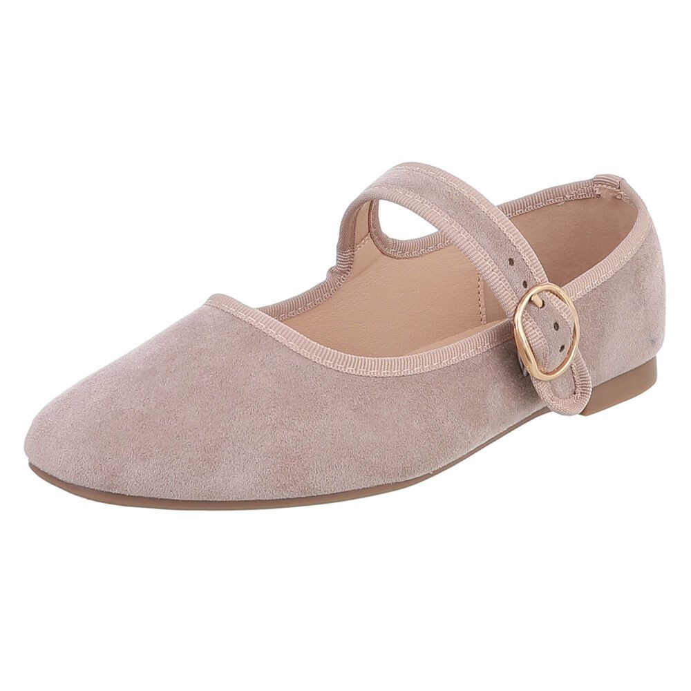 Ital-Design Elegante Flats mit Riemen für Damen – ideal für Alltag Schnürpumps (91554681) Blockabsatz Riemchenballerinas in Hellbraun