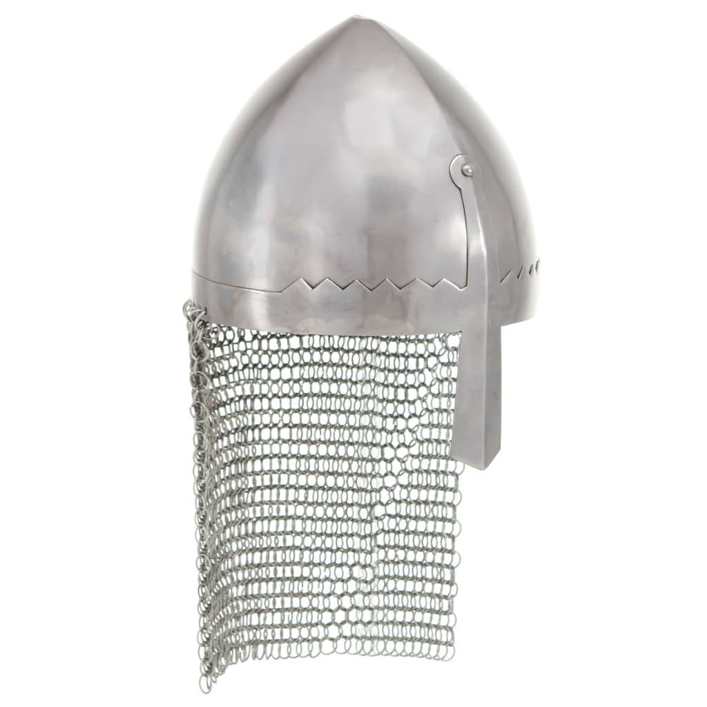 vidaXL Ritter-Kostüm Ritterhelm Antik Replik LARP Silbern Stahl