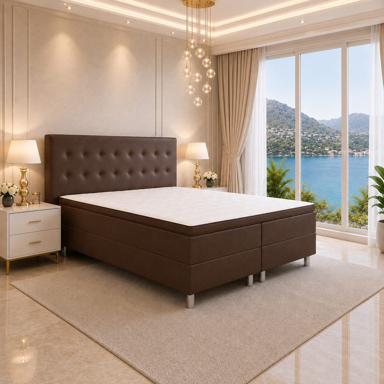 Best for Home Boxspringbett NEO mit Bonellfederkern & 5 cm Topper – Komfort & Design (Boxspringbett-Set, 6-St., 90x200 100x200 120x200 140x200 160x200 180x200 200x200 cm), Handwerksqualität, TOP- Preis-Leistungs-Verhältnis