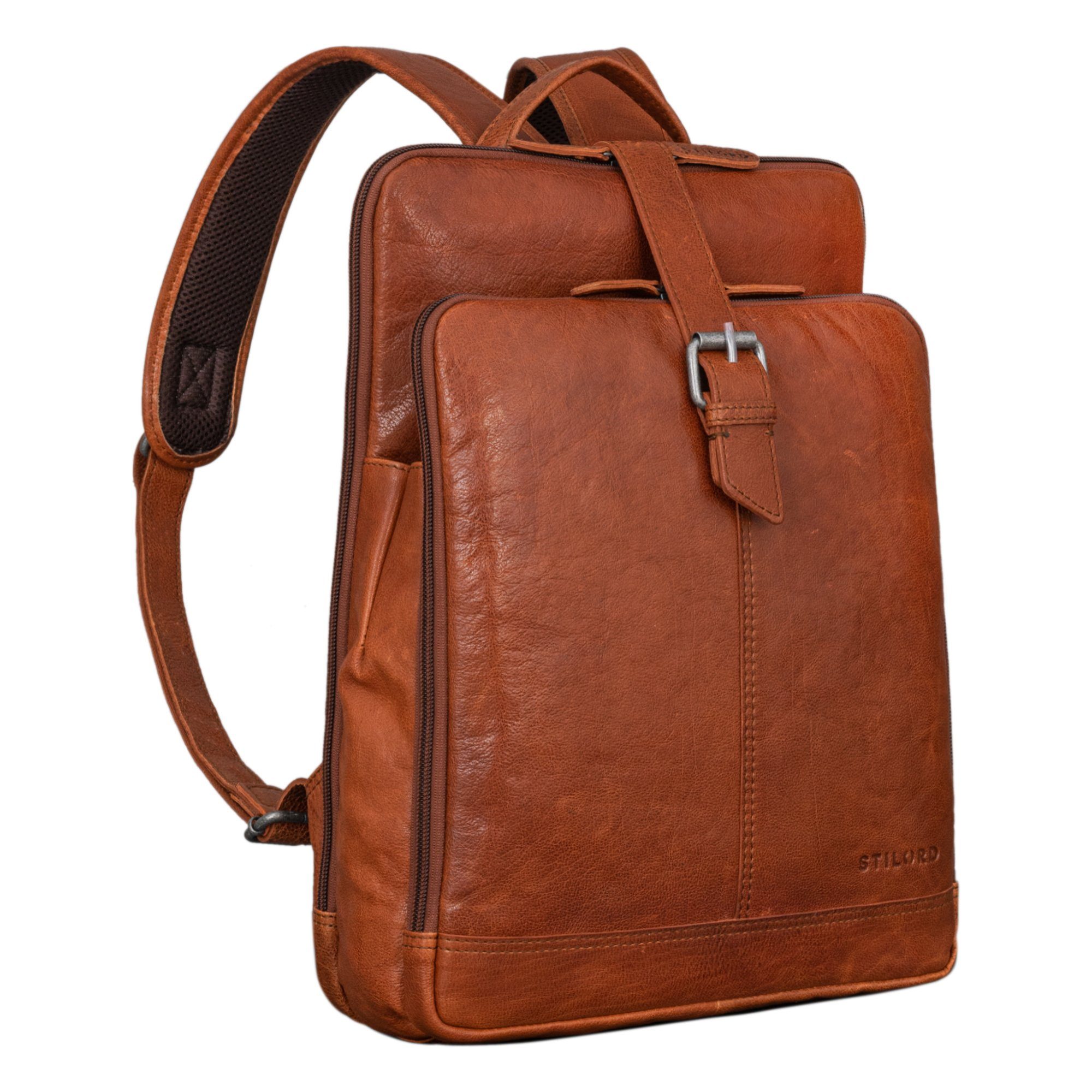 STILORD Notebookrucksack "Rena" Stylischer Vintage Tagesrucksack Leder Groß Unisex