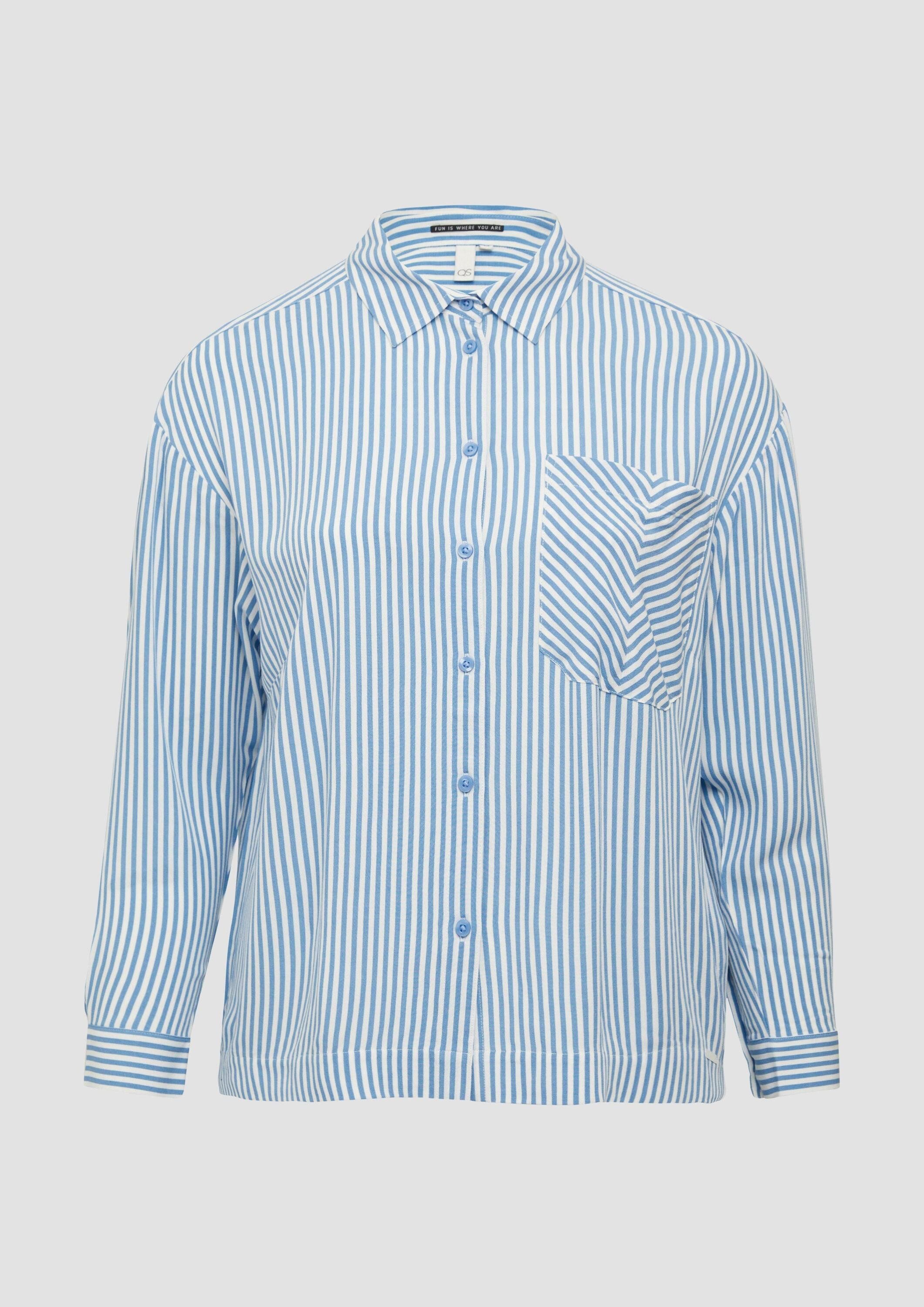 QS Langarmbluse Bluse Verkürzte Bluse aus Viskose