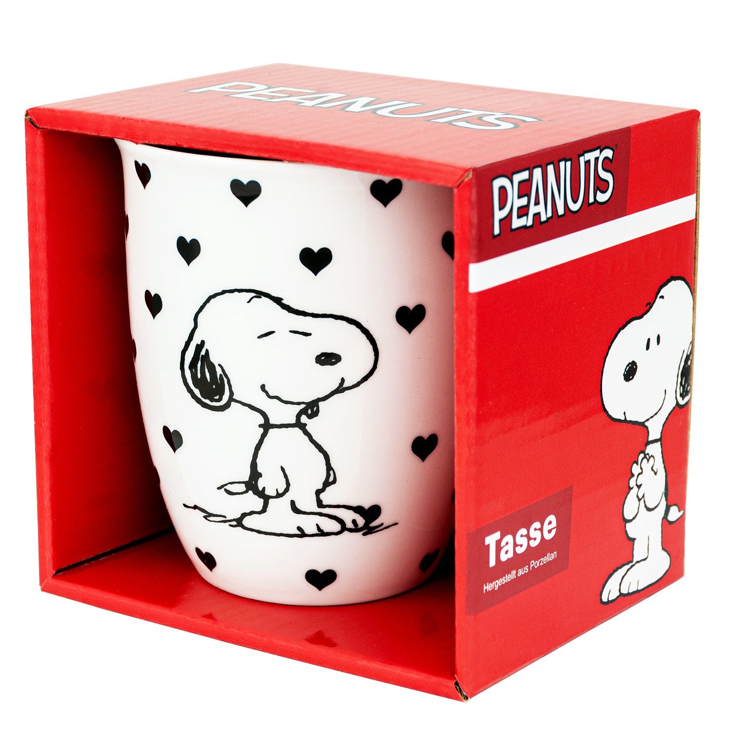 United Labels® Tasse The Peanuts Keramik Weiß ml, aus - Snoopy Herzen Keramik 280 Tasse Kaffeebecher