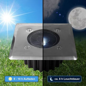 Alma Garden LED Gartenleuchte Solarleuchten für Außen - Garten Bodenleuchten, LED fest integriert, Kaltweiß, Gartenlampen für Rasen, Eckig