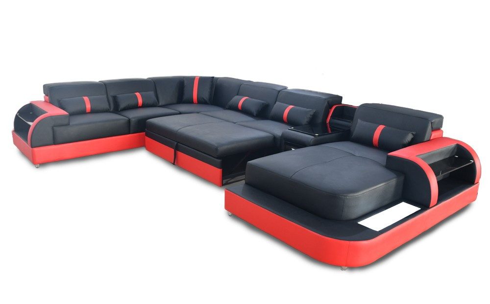 JVmoebel Wohnlandschaft Multifunktionale Polstercouch mit LED und Bettfunktion, 1 Teile, Made in Europa