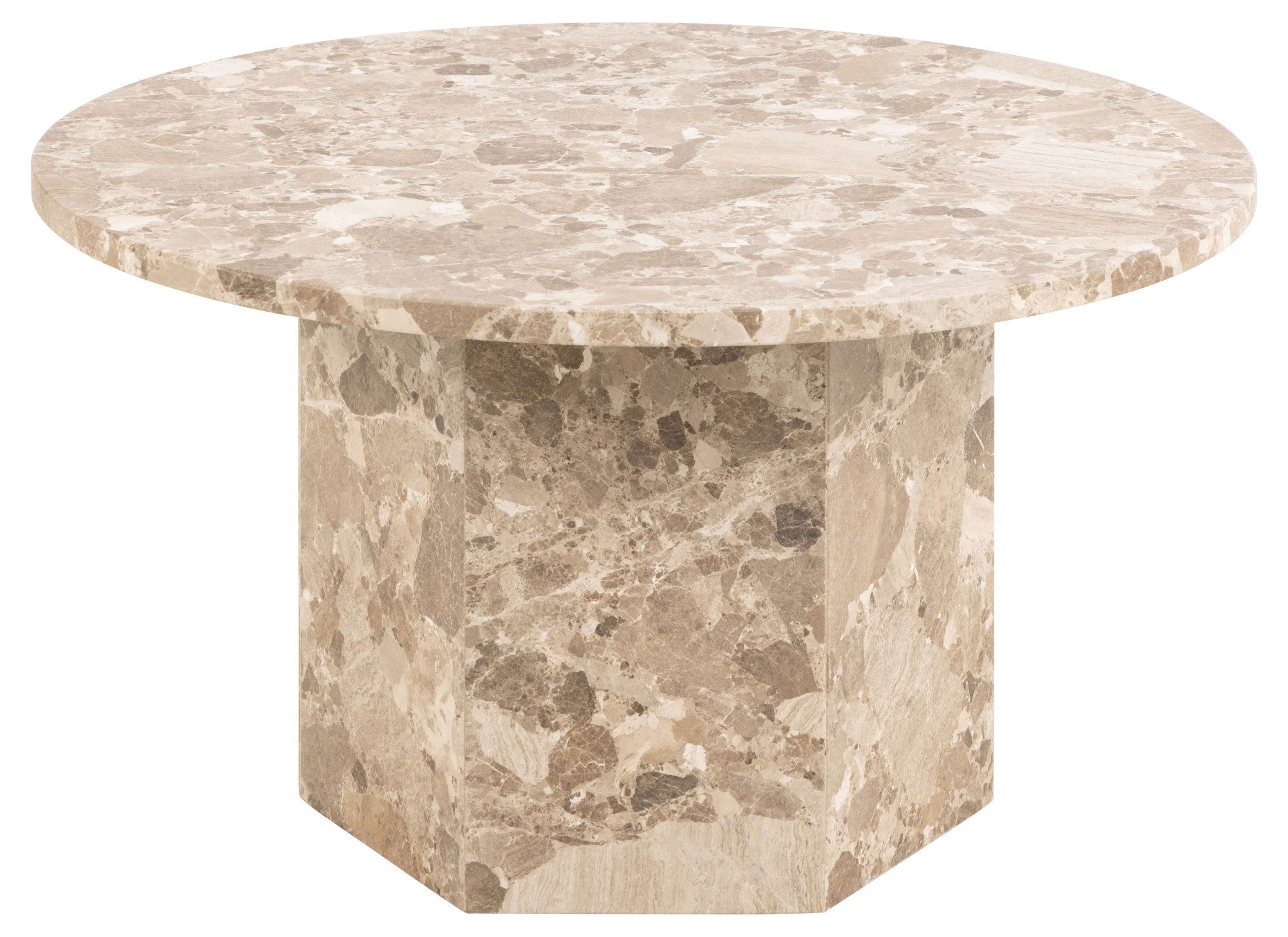 ACTONA GROUP Couchtisch Naxos, Rund Couchtisch, matt Latte lackiert Marmor, Ø80x42cm