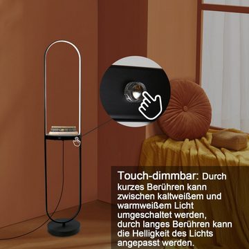 ZMH LED Stehlampe Modern Design Dimmbar Standleuchte mit Regal, Mit wireless Ladenfuntion, LED fest integriert, Tageslichtweiß, Mit wireless Ladenfunktion