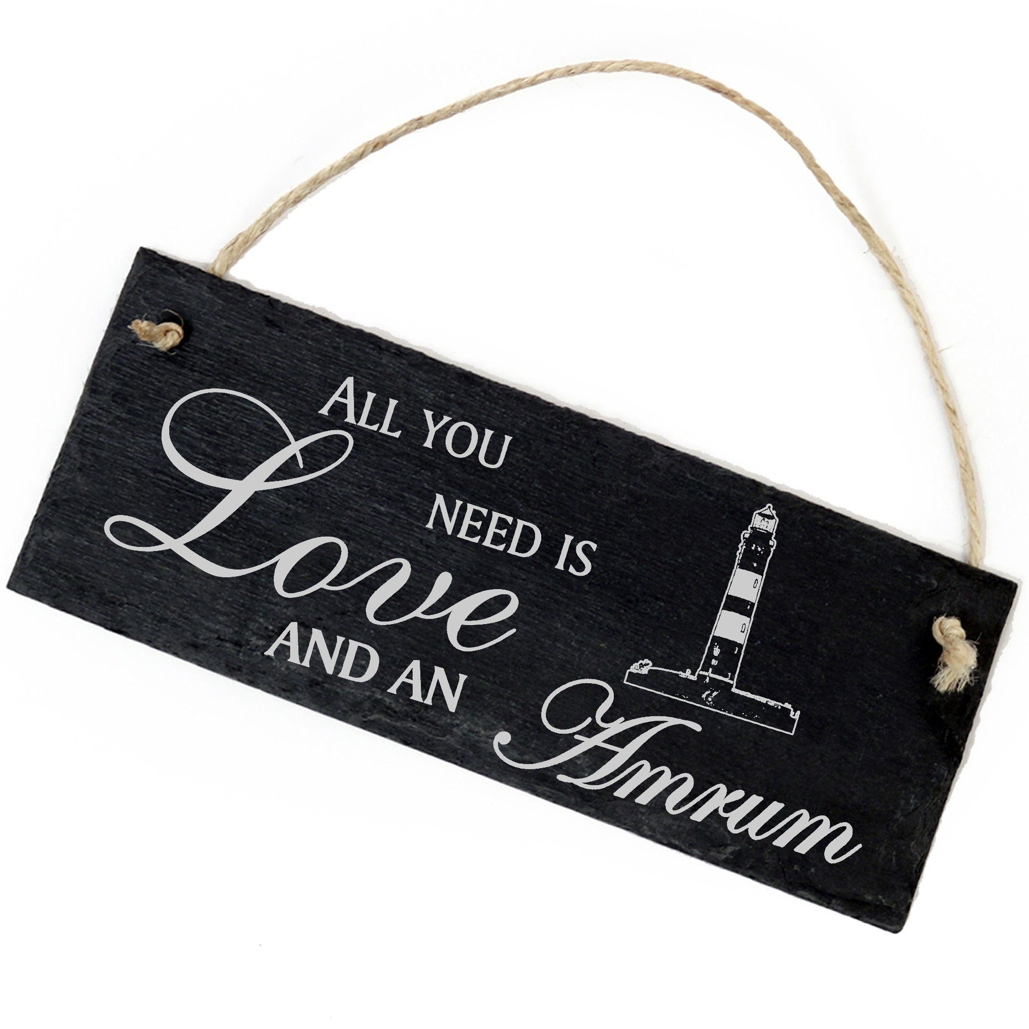 Dekolando Hängedekoration Insel Amrum Leuchtturm 22x8cm All you need is Love and an Amrum