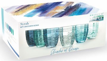 Villa d'Este Gläser-Set Syrah Ocean, Glas, Wassergläser-Set, 6-teilig, Inhalt 235 ml