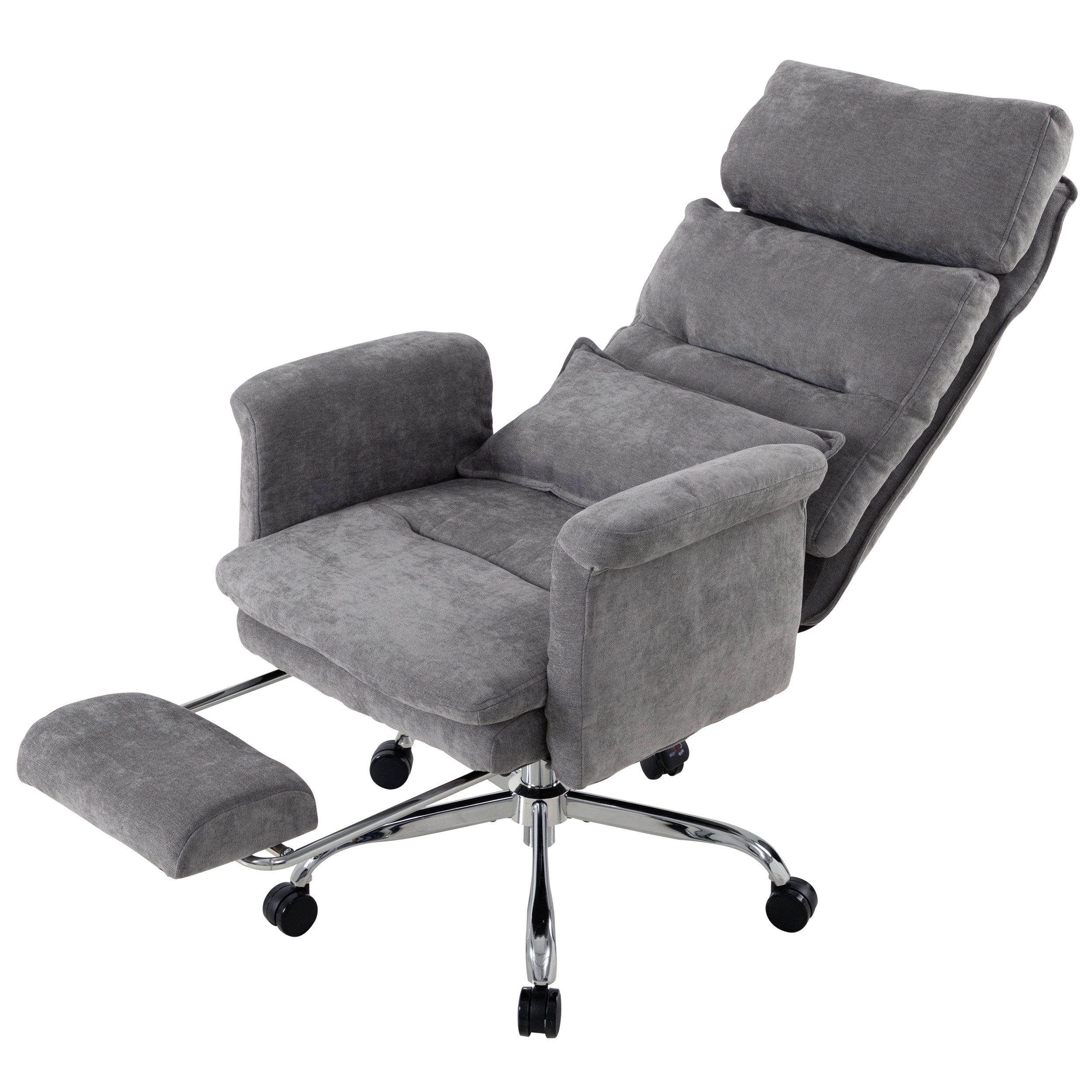 UEV Bürostuhl Ergonomisch mit Fußstütze Verstellbarer Kopfstütze (mit klappbare Armlehnen, verstellbarer Kopfstütze bis 226kg), Verstellbare Kopfstütze bis 90°, Verstellbare Rückenlehne bis 150°
