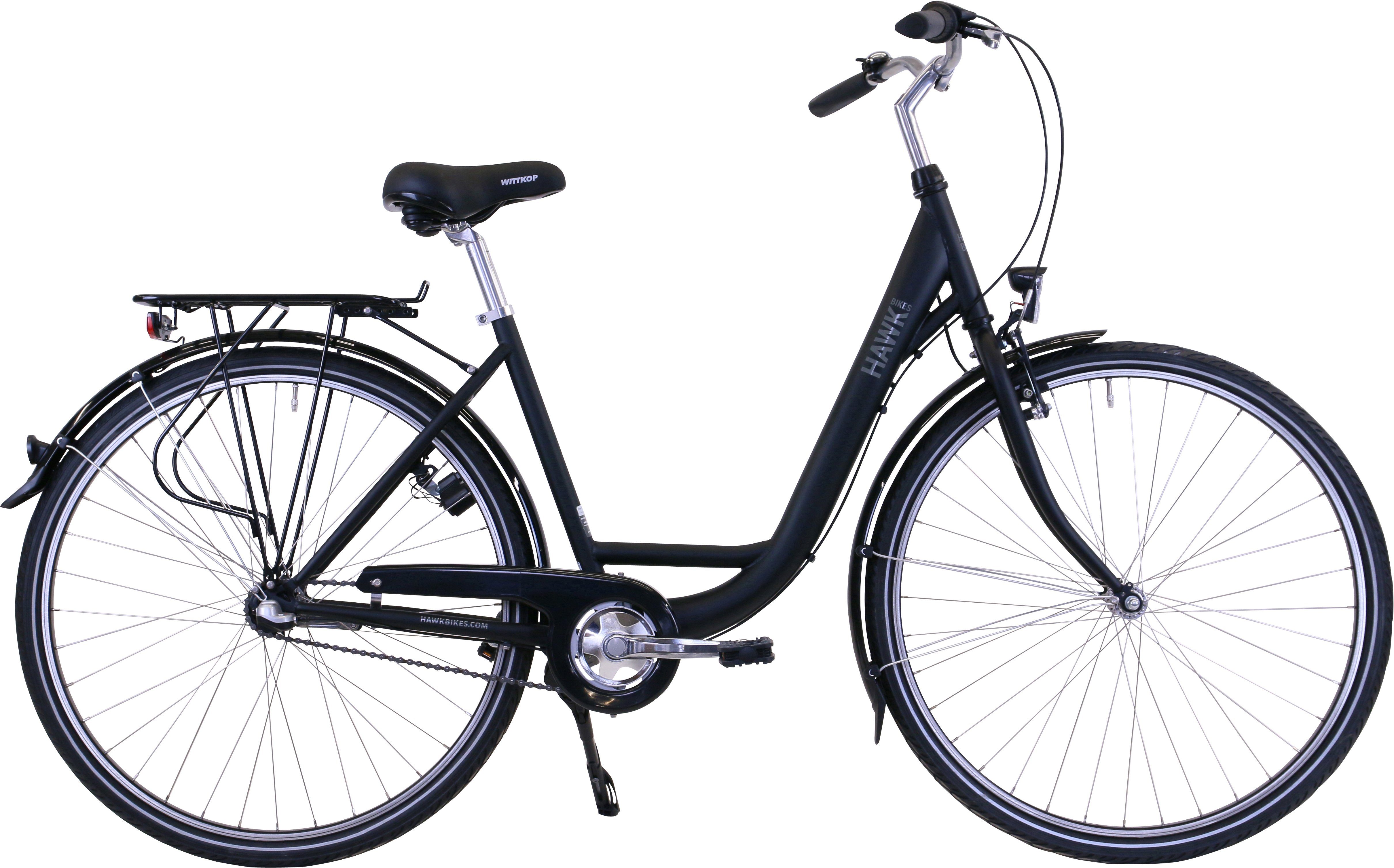 HAWK Bikes Cityrad City Wave Premium Black, 3 Gang Shimano Nexus Schaltwerk, für Damen und Herren