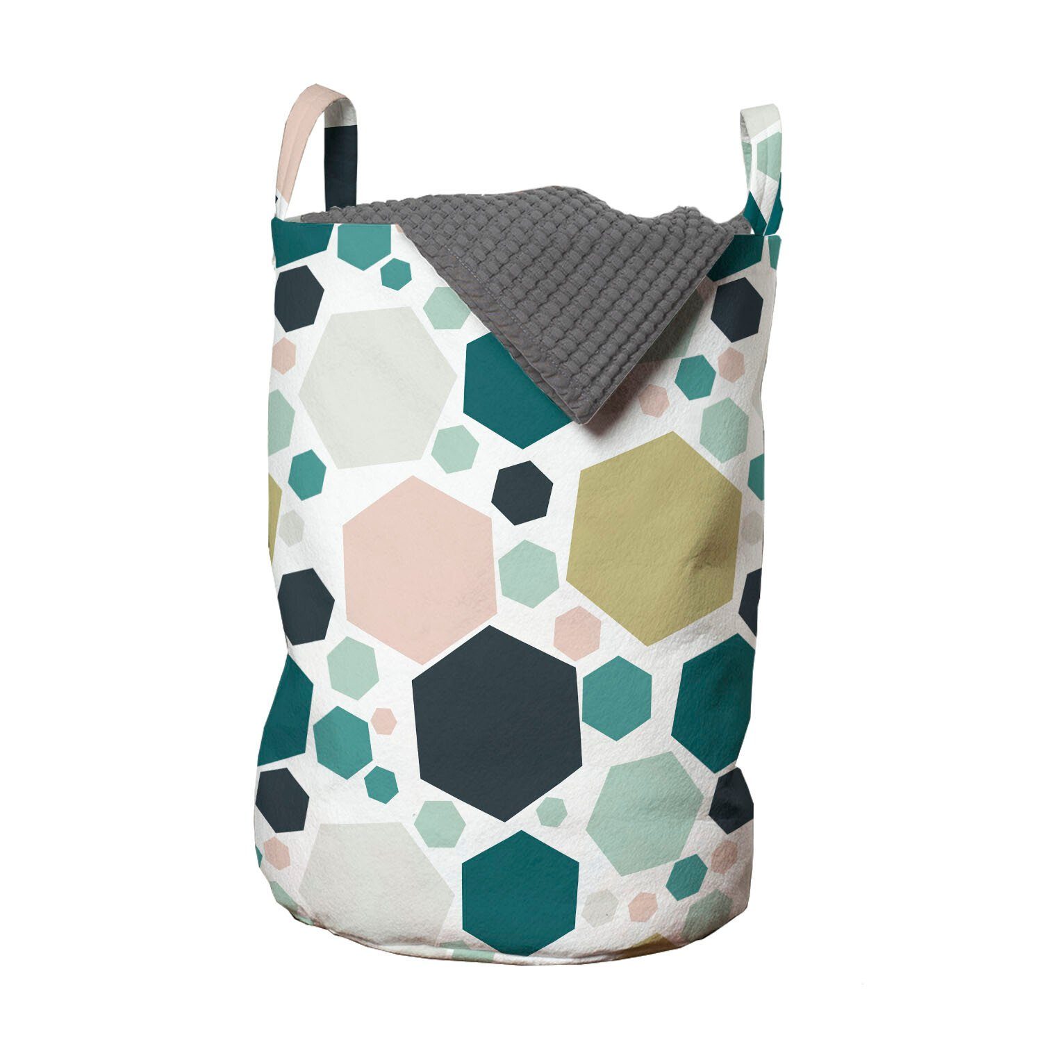 Abakuhaus Wäschesäckchen Wäschekorb mit Griffen Hexagons Abstrakt Waschsalons, einfache Kordelzugverschluss für Verschiedene