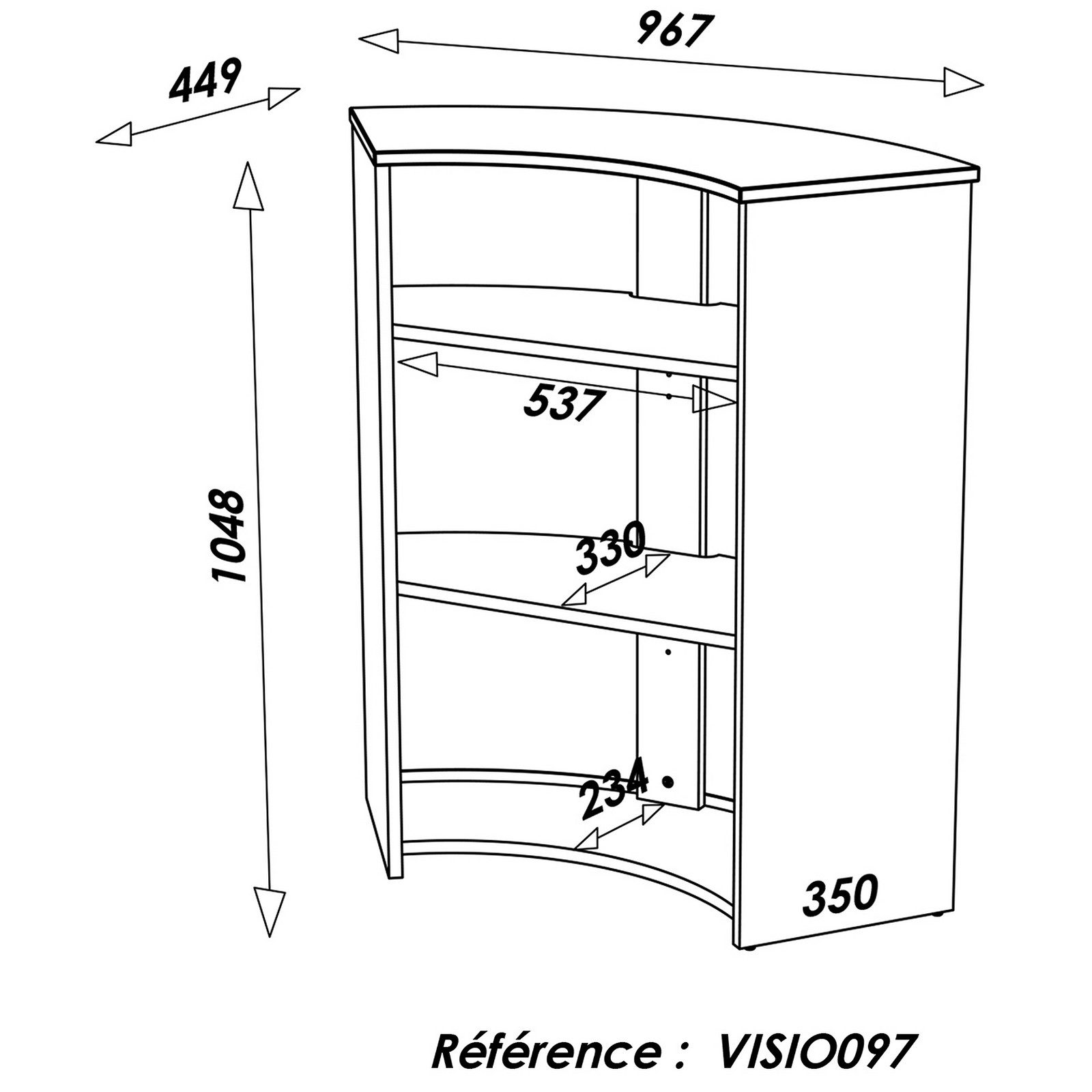 SIMMOB Barschrank VISIO097BL Barschrank Getränkeschrank Schrank Empfangstheke Bar Weiß
