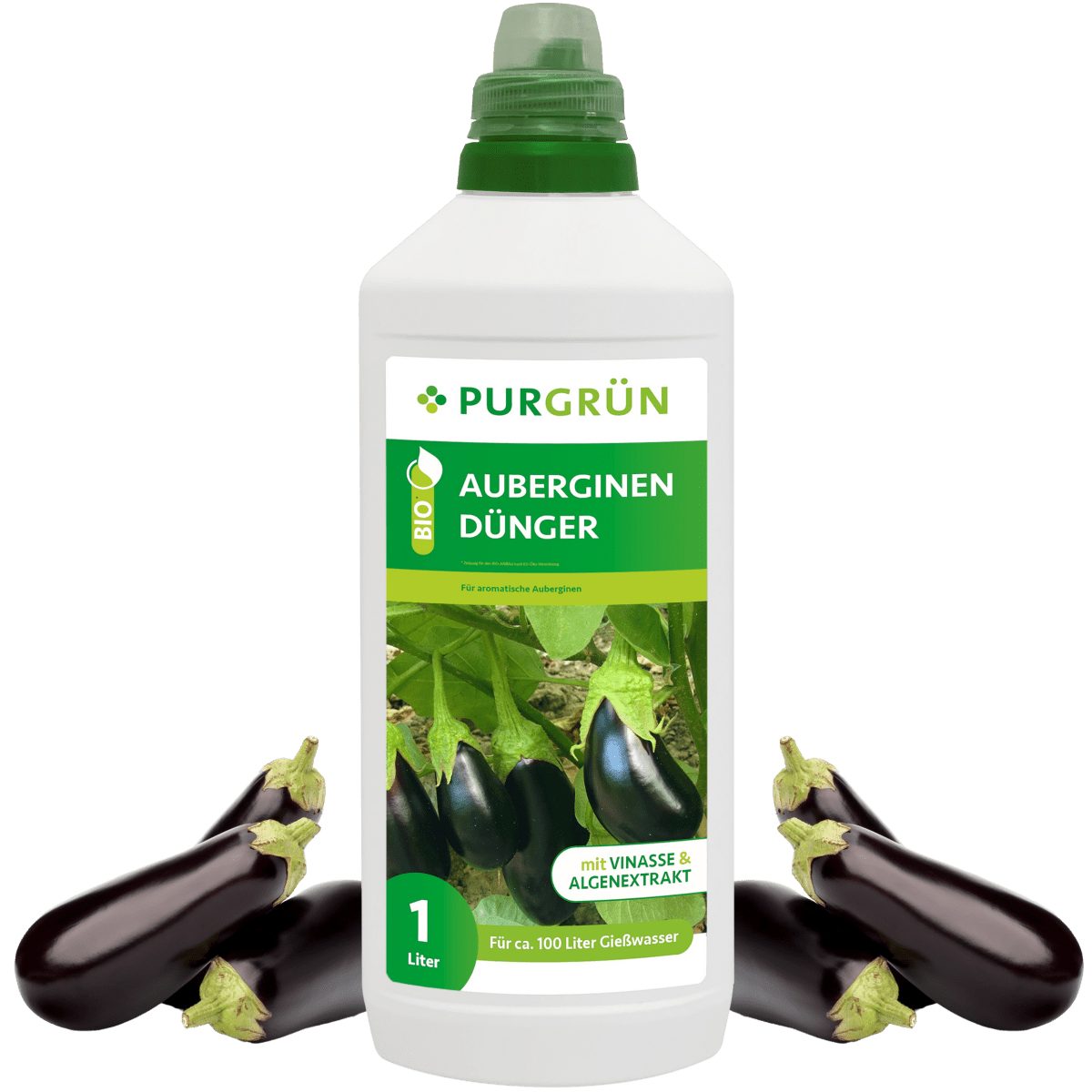 Gemüsedünger Purgrün Bio Auberginen Dünger, NPK 4+1+7, Algenextrakt, 1 Liter