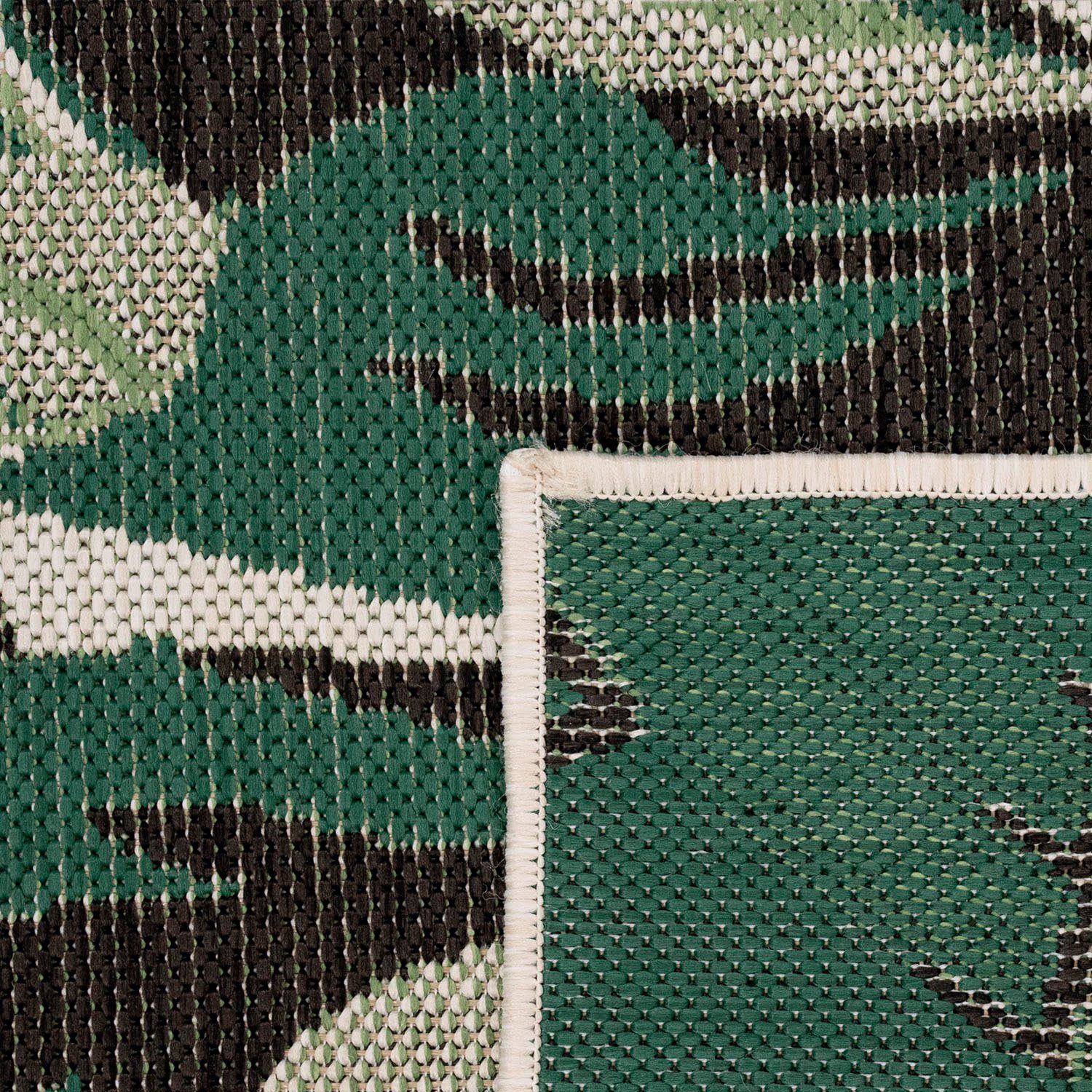 Teppich Ostende rechteckig, Paco 4 Höhe: In- Palmenblätter, mm, Outdoor 551, Motiv Flachgewebe, grün und Home, geeignet