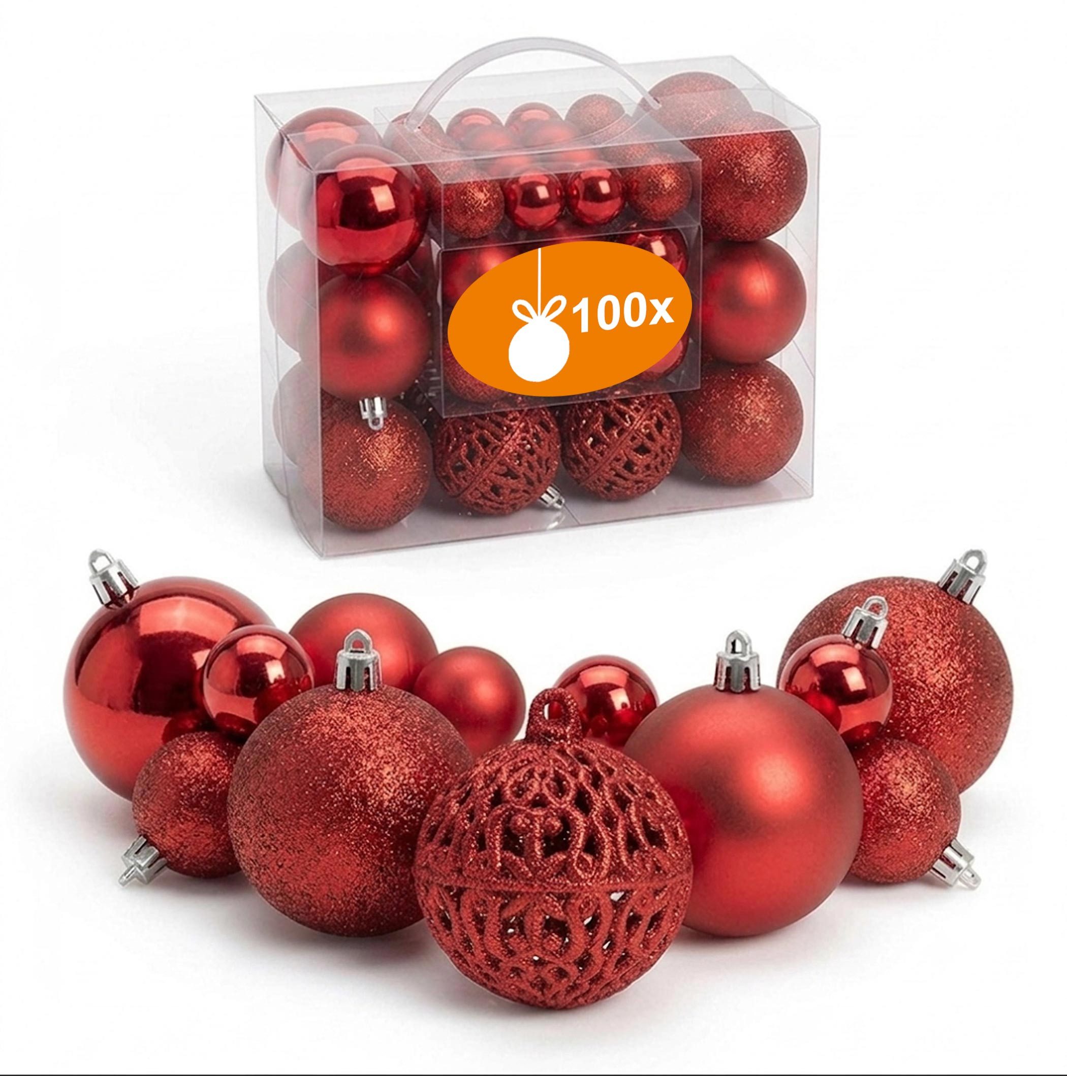 Spetebo Weihnachtsbaumkugel Kunststoff Christbaumkugel Set bruchsicher (100 St), inklusive Metall Haken