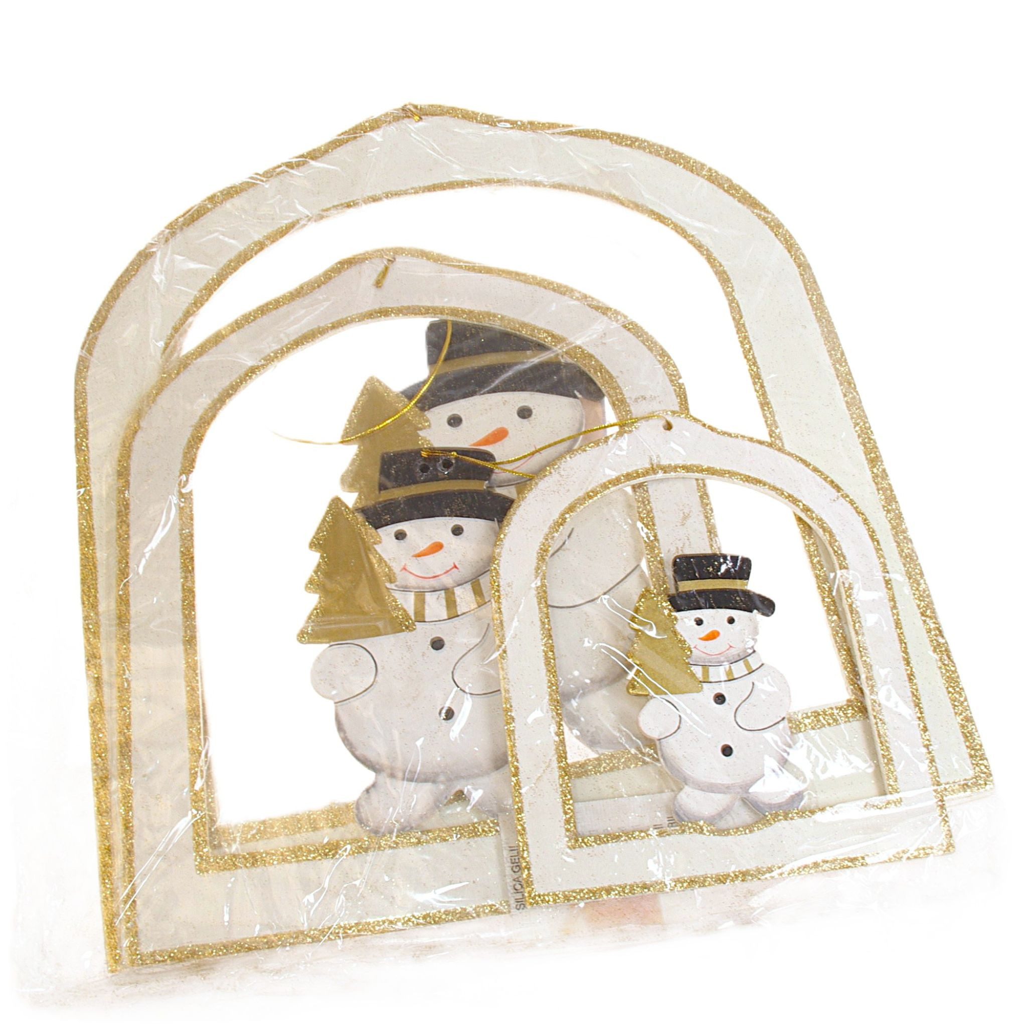 Deko AS Schneemann Weihnachtsdeko Hänger-Set Schneemann - Creme-Gold - 3 Stück - 3384 02 (3 St., Dekoset in verschiedenen Größen)