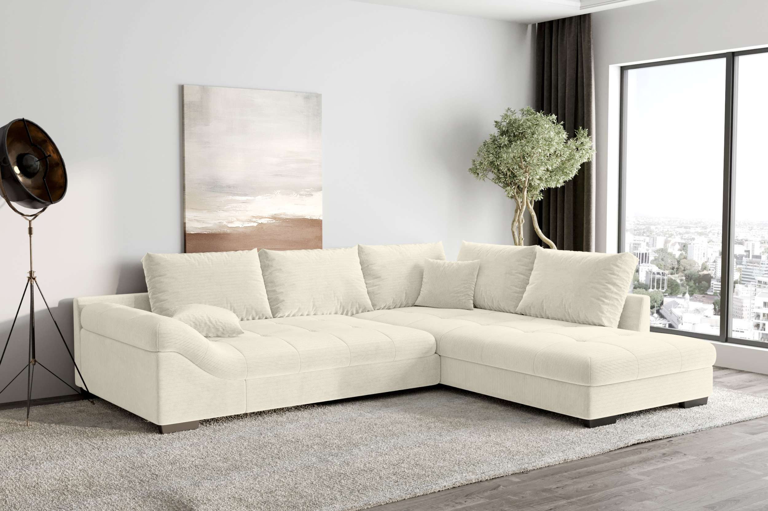 99rooms Ecksofa Terra, Sofa, L-Form, Inkl. 5 Rückenkissen, mit Rundumbezug, Wellenfederung