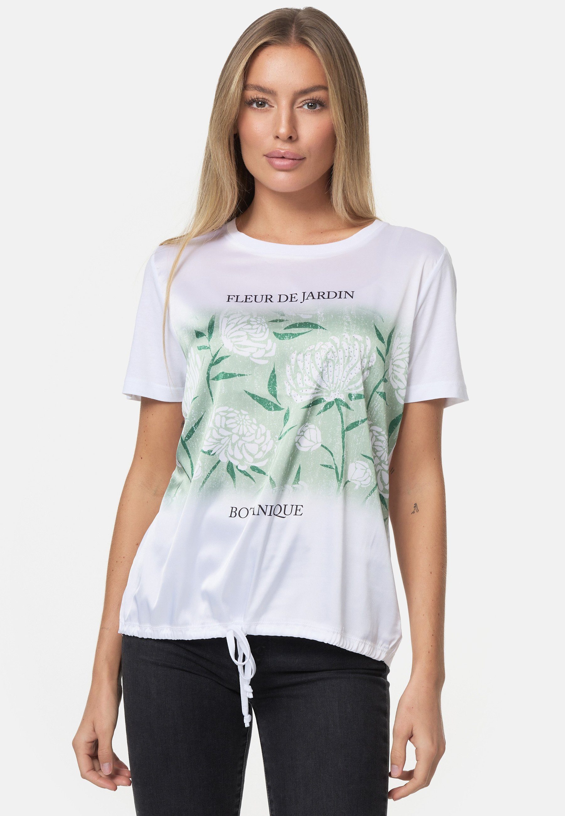 T-Shirt Frontprint mit Decay schönem weiß-grün