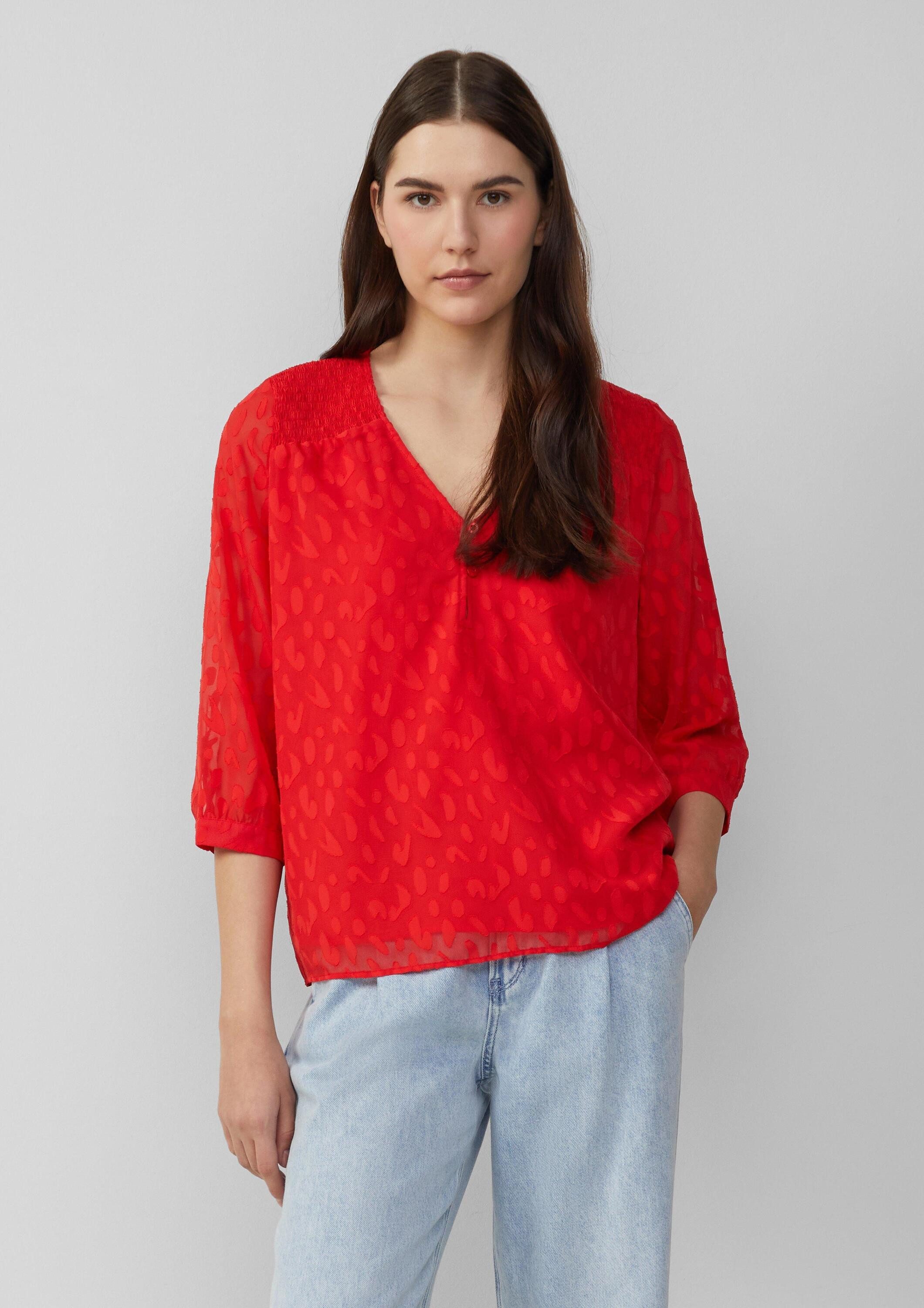 s.Oliver Kurzarmbluse Bluse Bluse aus Struktur-Chiffon im Relaxed Fit günstig online kaufen