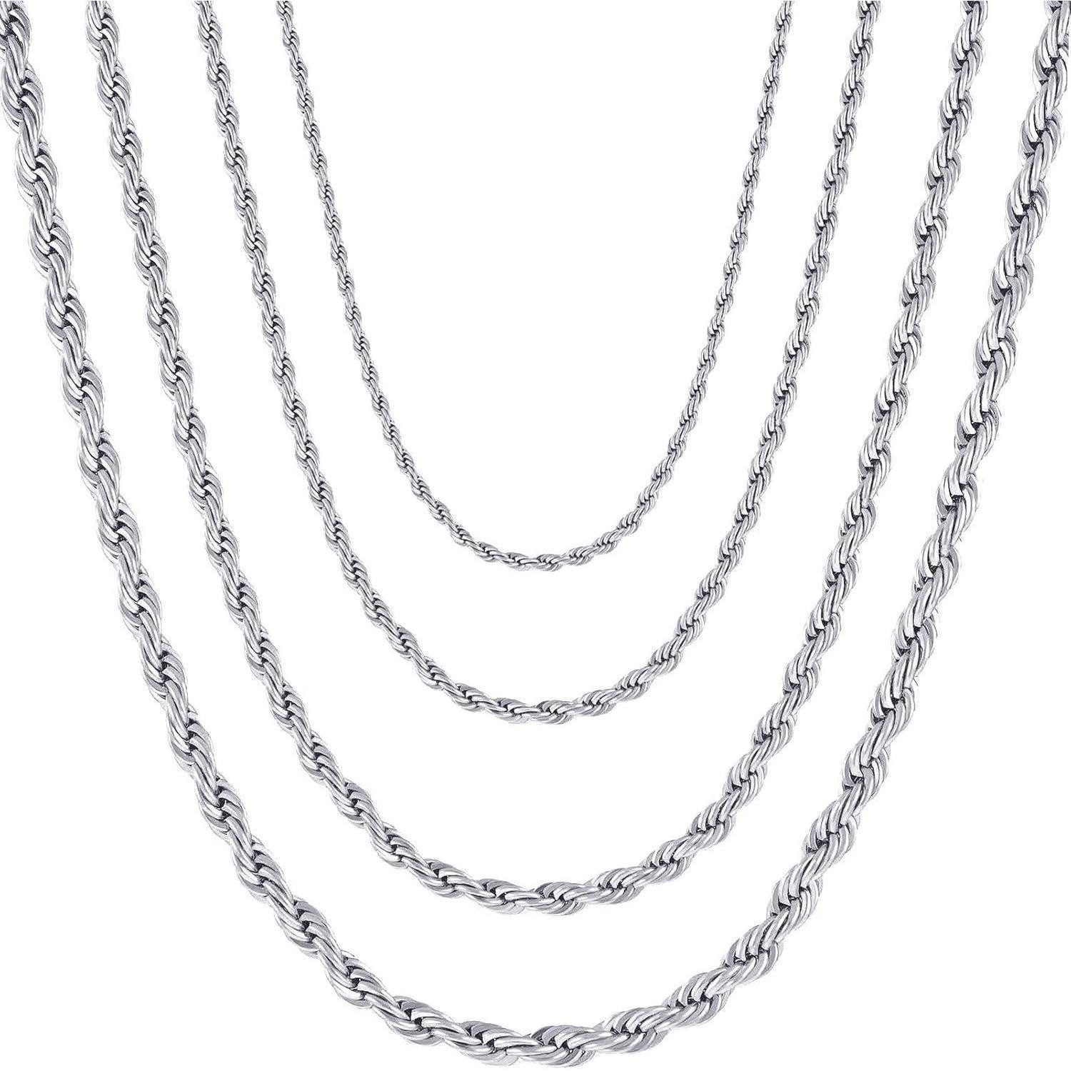 Edelstahlkette Herren/Damen Halskette Edelstahl Verdrehte Kette 2-5 MM Silber 50.0 cm
