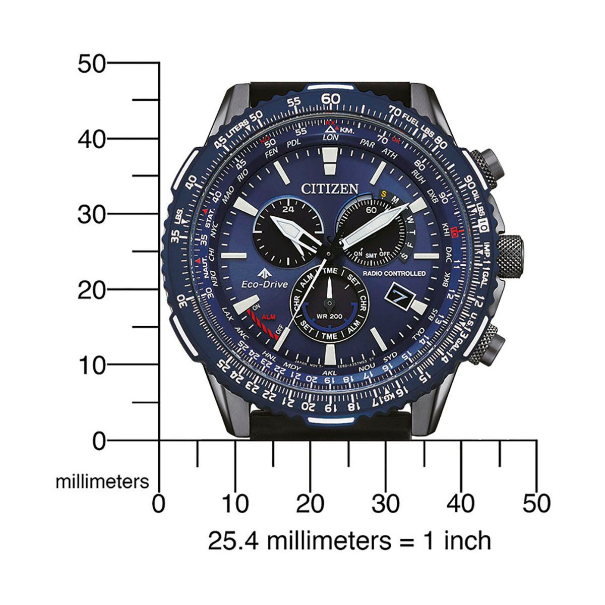 Citizen Funkchronograph Promaster Sky CB5006-02L, Armbanduhr, Herrenuhr, Solar, Stoppfunktion, bis 20 bar wasserdicht