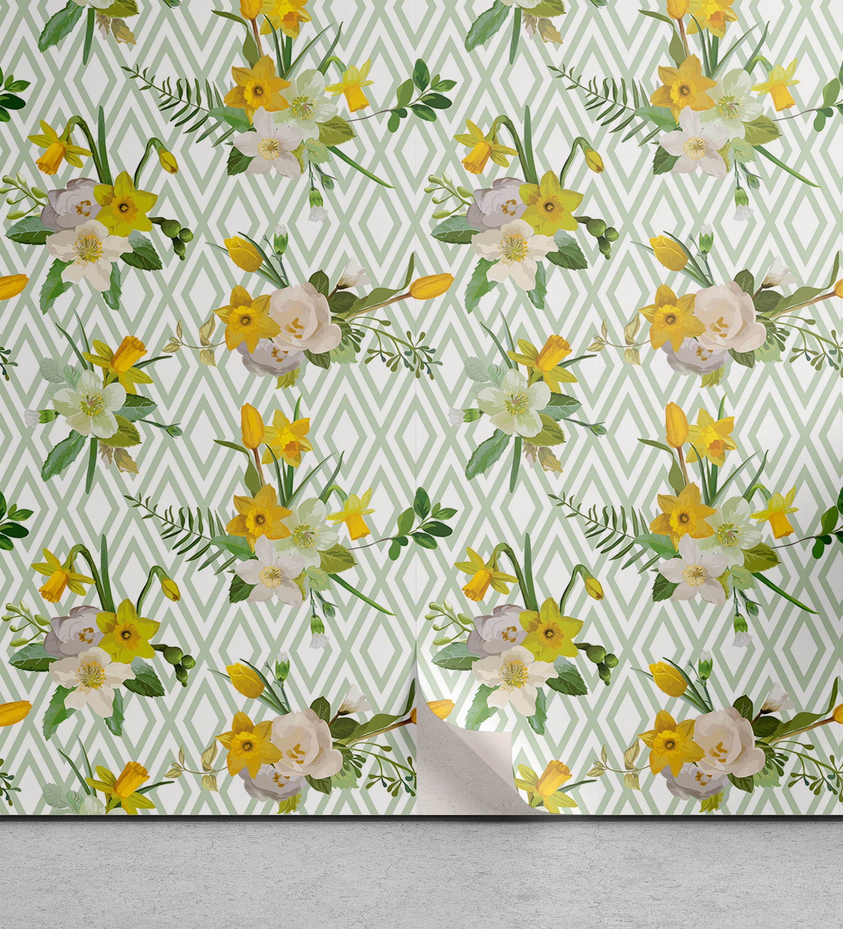 Abakuhaus Vinyltapete selbstklebendes Wohnzimmer Küchenakzent, Aquarell Blooming Blumennatur