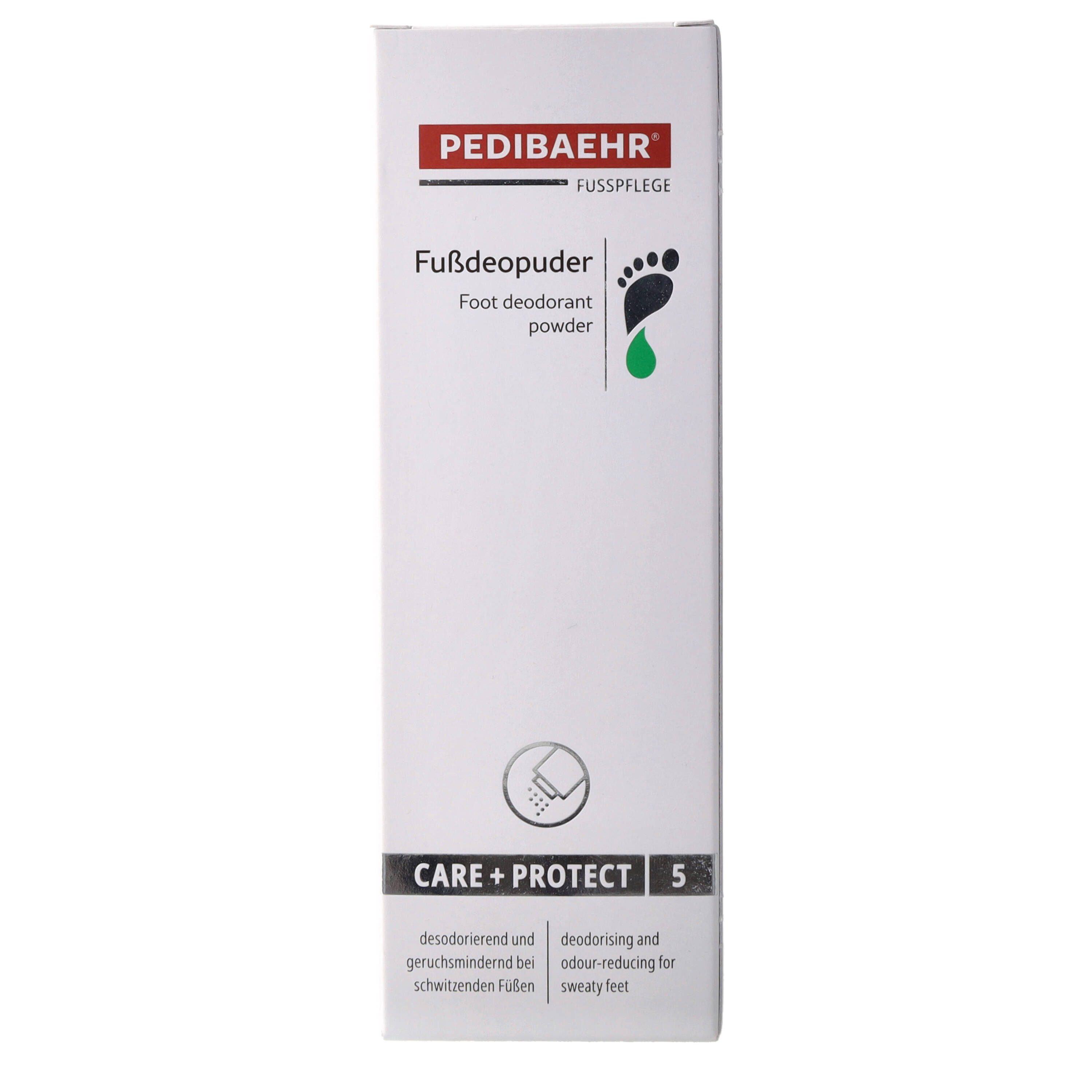 Pedibaehr Fußpuder Pedibaehr Fußdeopuder 100g erfrischender Orangen-/Zitronenduft, 1-tlg., desodorierend, talkfrei, basierend auf Maisstärke