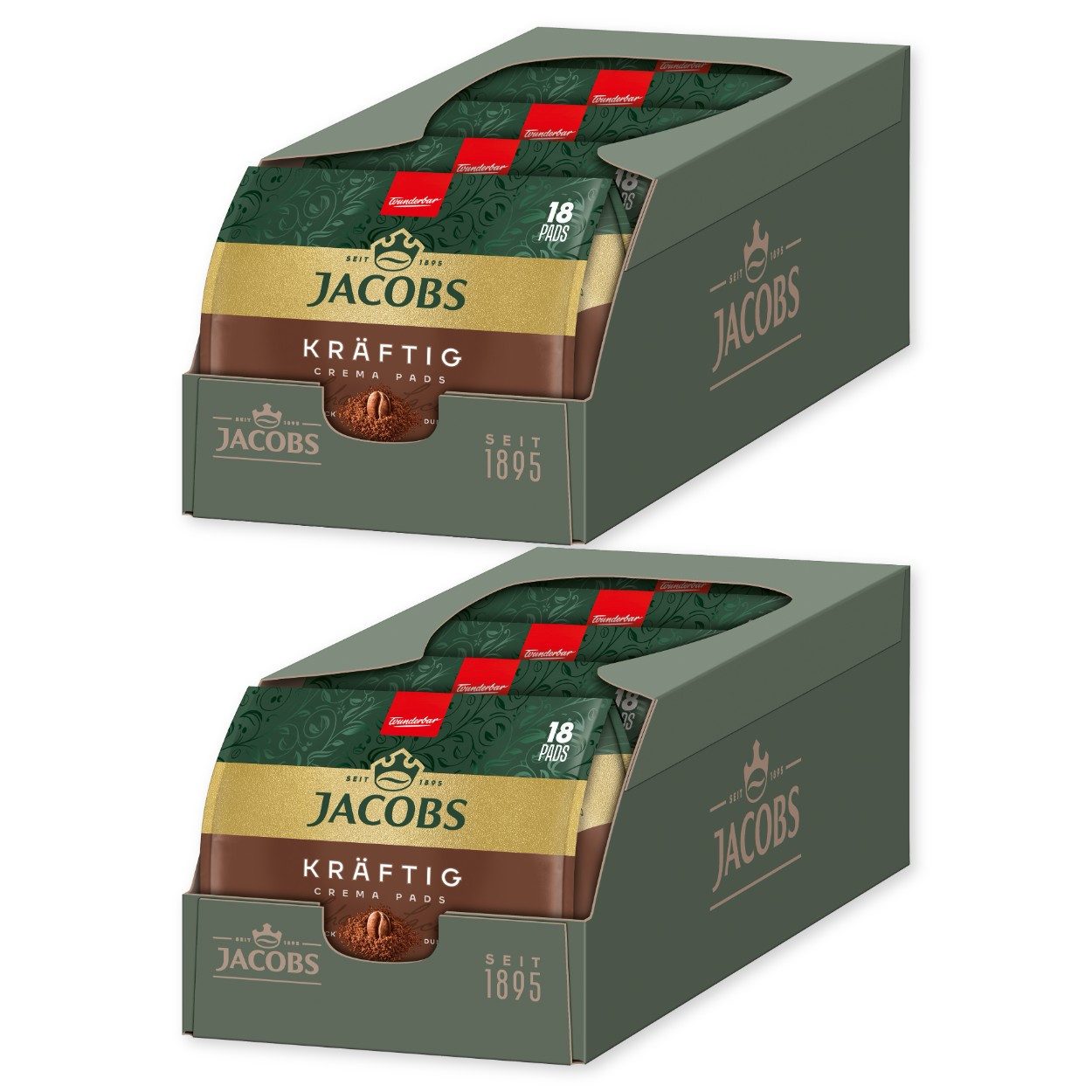 JACOBS Kaffee Pads Crema kräftig Senseo kompatibel 10 x 18 = 180 Getränke, (Packung, 10er Pack)