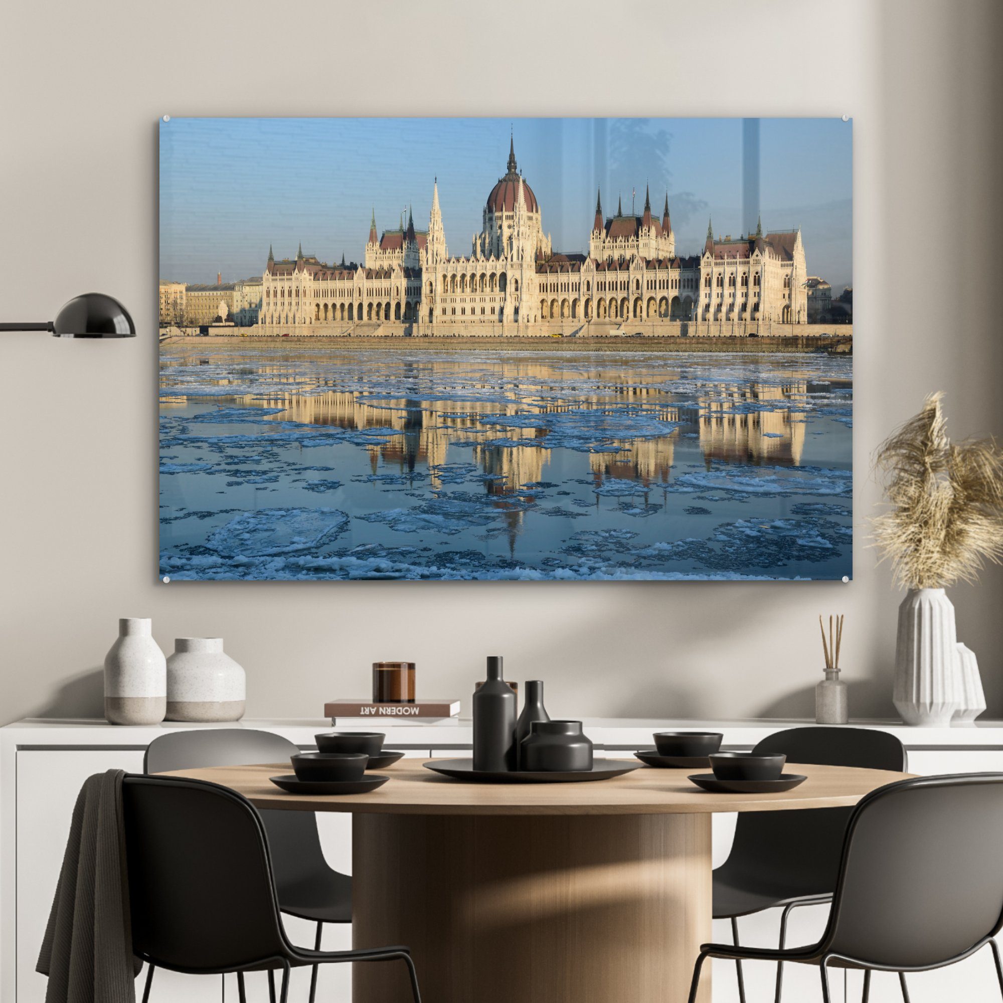 (1 Das Parlamentsgebäude europäischen Acrylglasbild Wohnzimmer St), & Schlafzimmer MuchoWow ungarische im Budapest, Acrylglasbilder