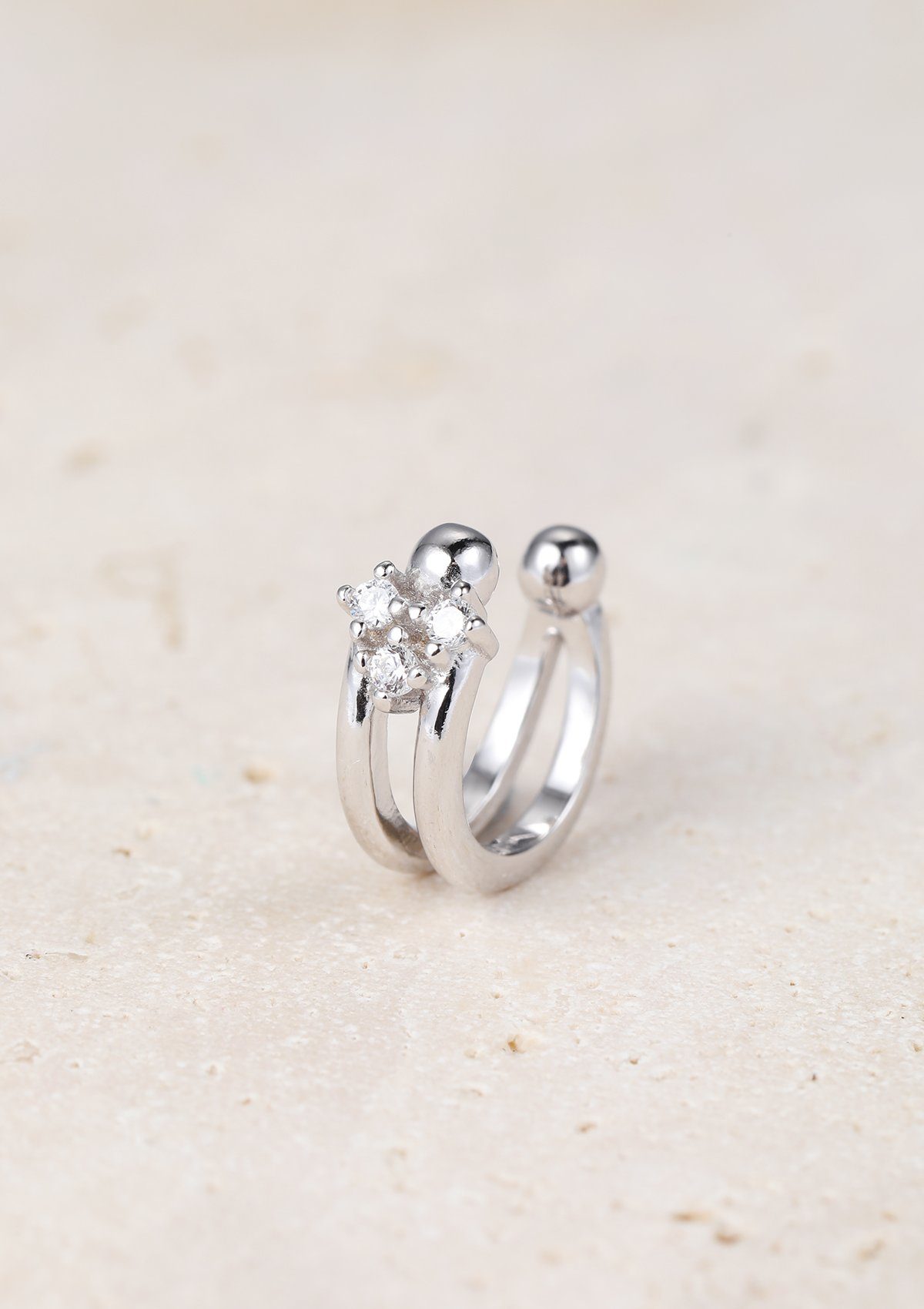 Hey Happiness Ohrklemme Sterne klein, Ear Cuff ohne Loch Damen Silber 925, Silber Ohrring Fake Piercing Zirkonia, 18K Vergoldet