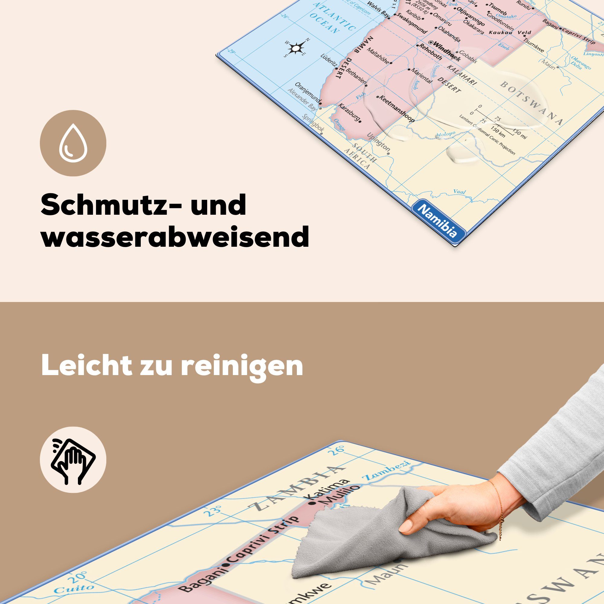 tlg), einer nutzbar, Ceranfeldabdeckung cm, 60x52 Illustration von Namibia, Mobile Arbeitsfläche (1 Vinyl, MuchoWow Karte Herdblende-/Abdeckplatte