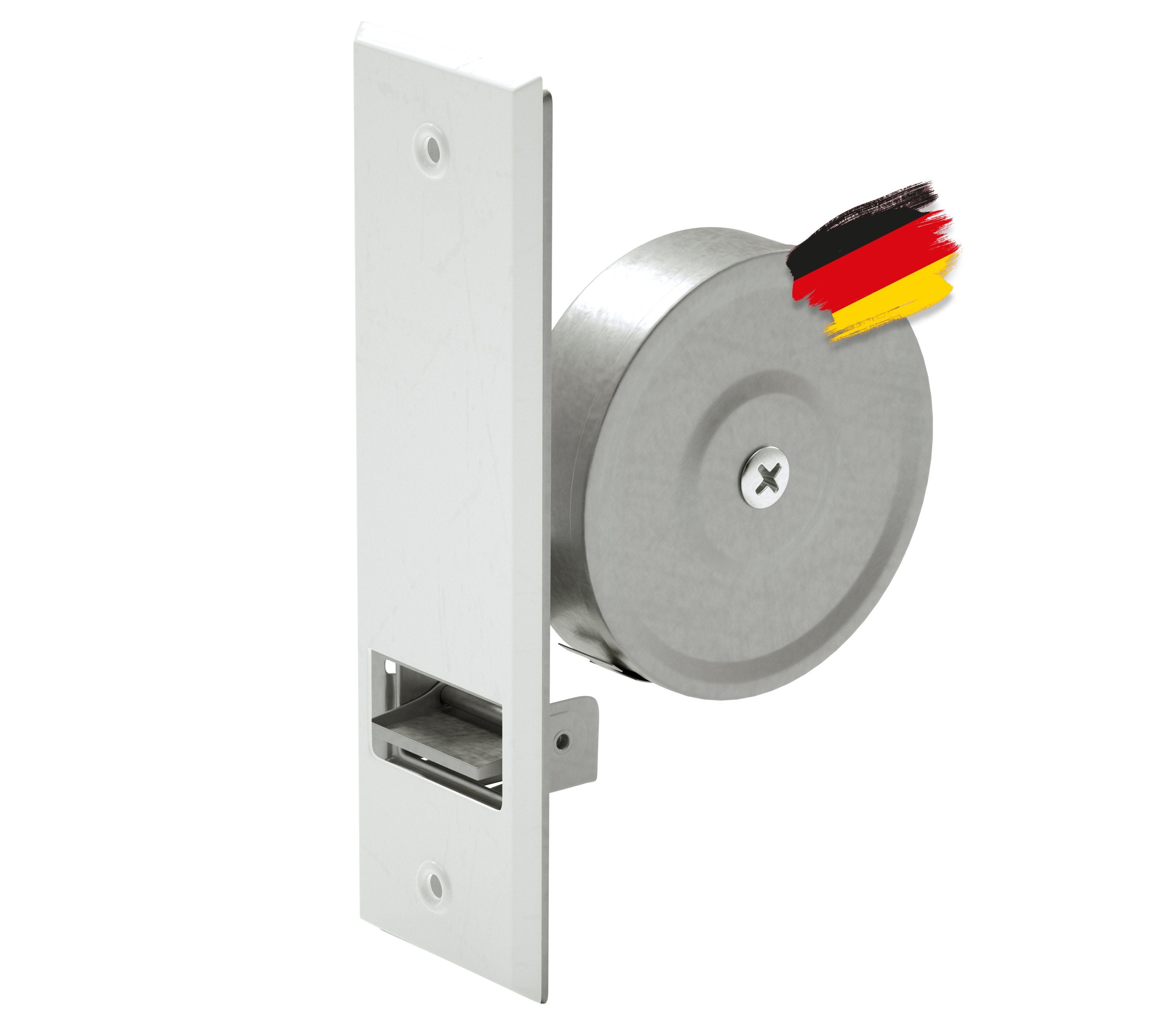 BAUHELD Einlass-Gurtwickler [Made in Germany] Rolladen Gurtwickler Unterputz, Gurtbreite 23,00 mm, Einlassgurtwickler inkl. Abdeckplatte oder ohne Rolladengurt Abdeckung, Verzinkter Stahl, Vorgespannte Feder