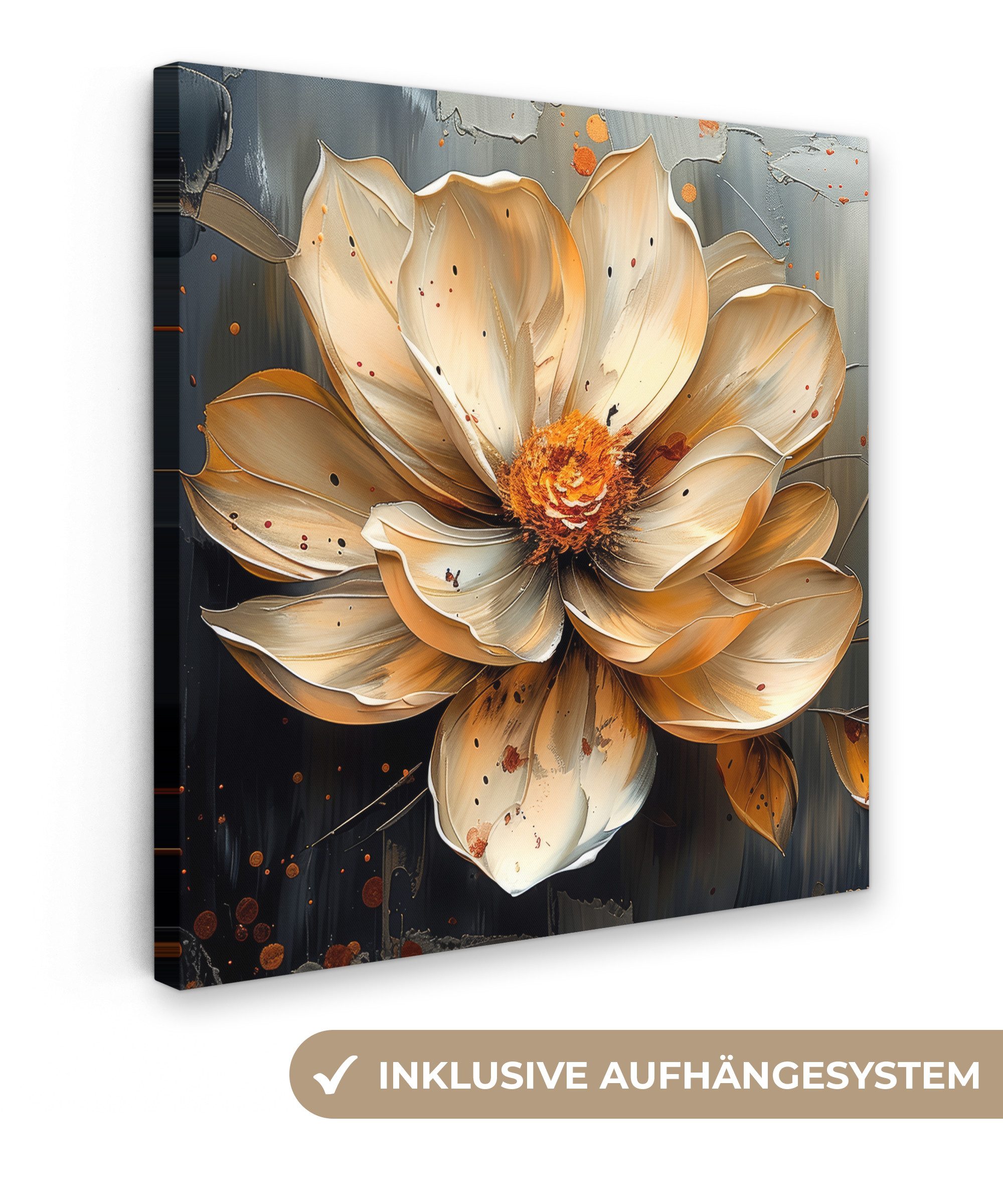OneMillionCanvasses® Leinwandbild Blumen - Gold - Kunst - Schwarz - Modern, günstig online kaufen