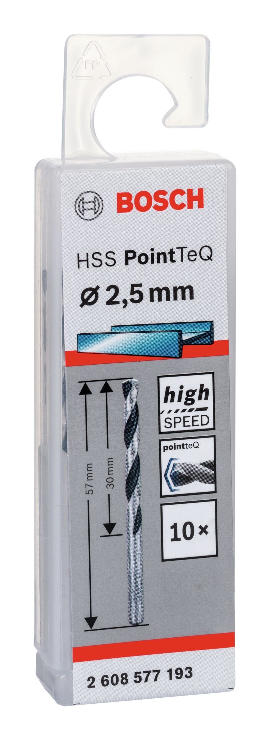 338) Stück), - BOSCH PointTeQ mm 10er-Pack HSS - Metallspiralbohrer 2,5 (10 (DIN Metallbohrer,
