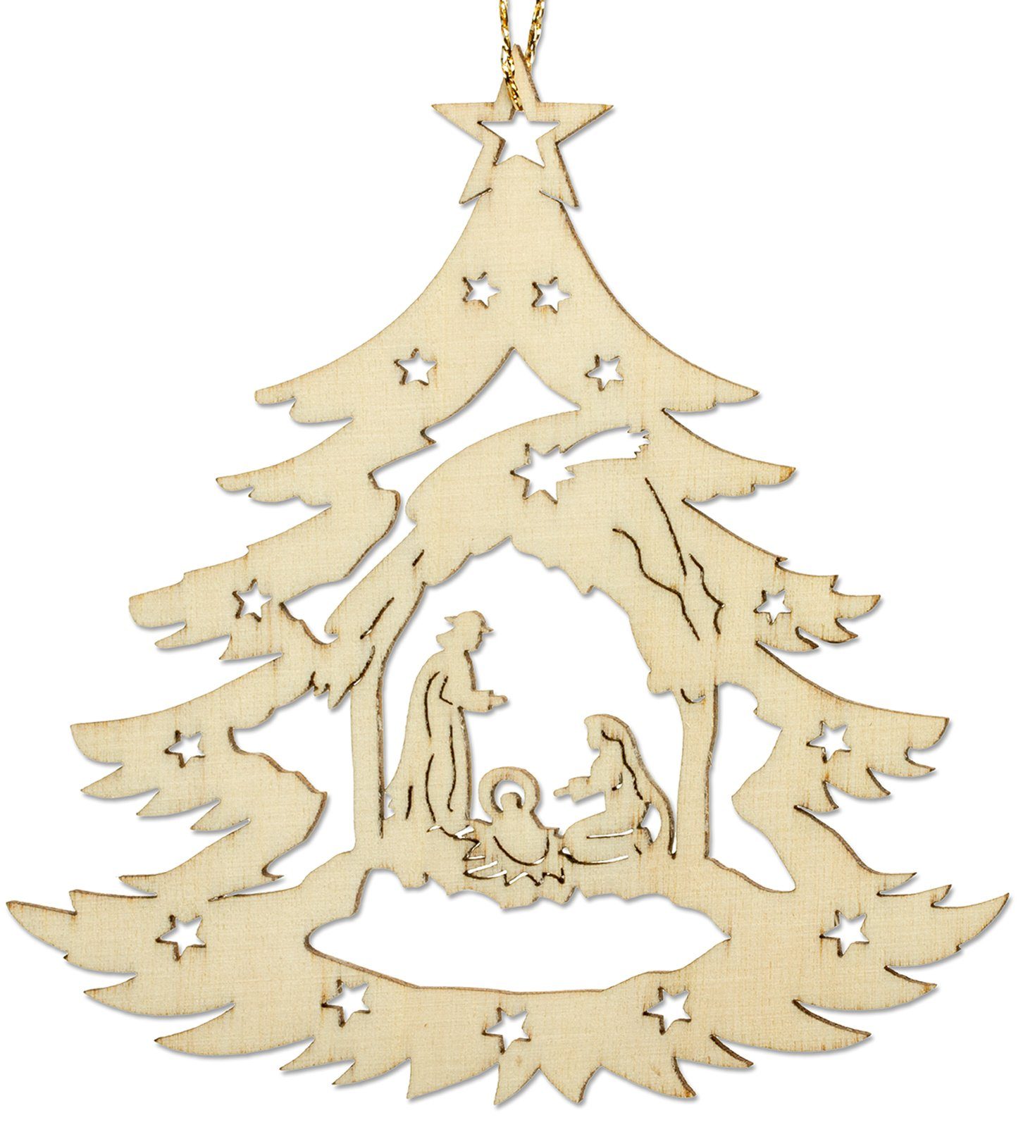 SIKORA Christbaumschmuck BS-LS Anhänger Heilige Baum 28 Familie 8.8cm - H Weihnachtsbaum wählbar Holz Traditionelle aus B1 Modelle Filigrane