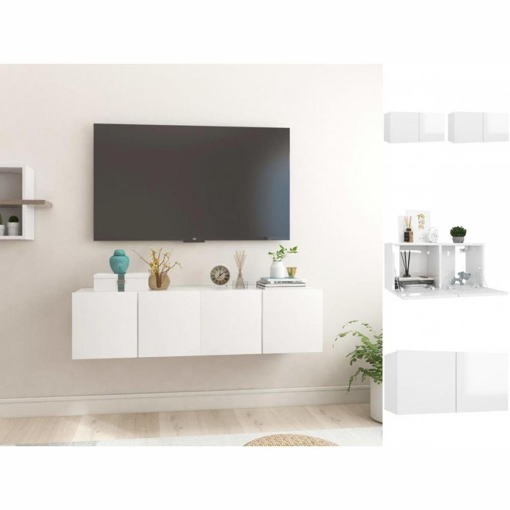 vidaXL TV-Schrank TV-Hängeschränke 2 Stk Hochglanz-Weiß 60x30x30 cm