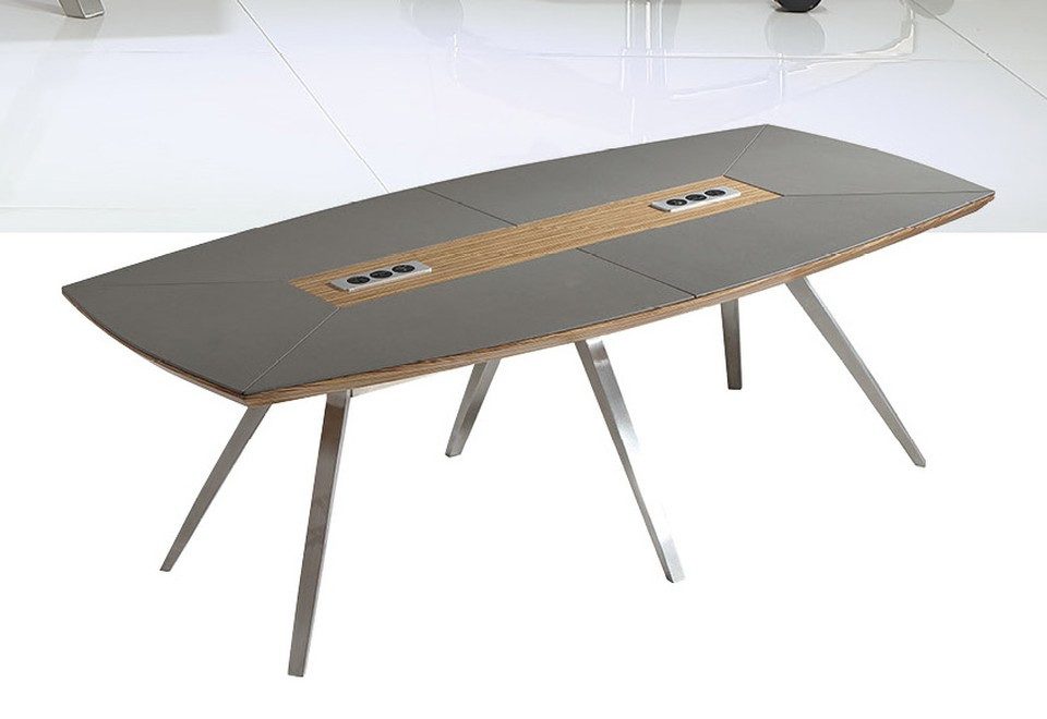 Xlmoebel Konferenztisch Holztisch aus Holz mit Edelstahlrahmen, modernes Design, Made in Europa