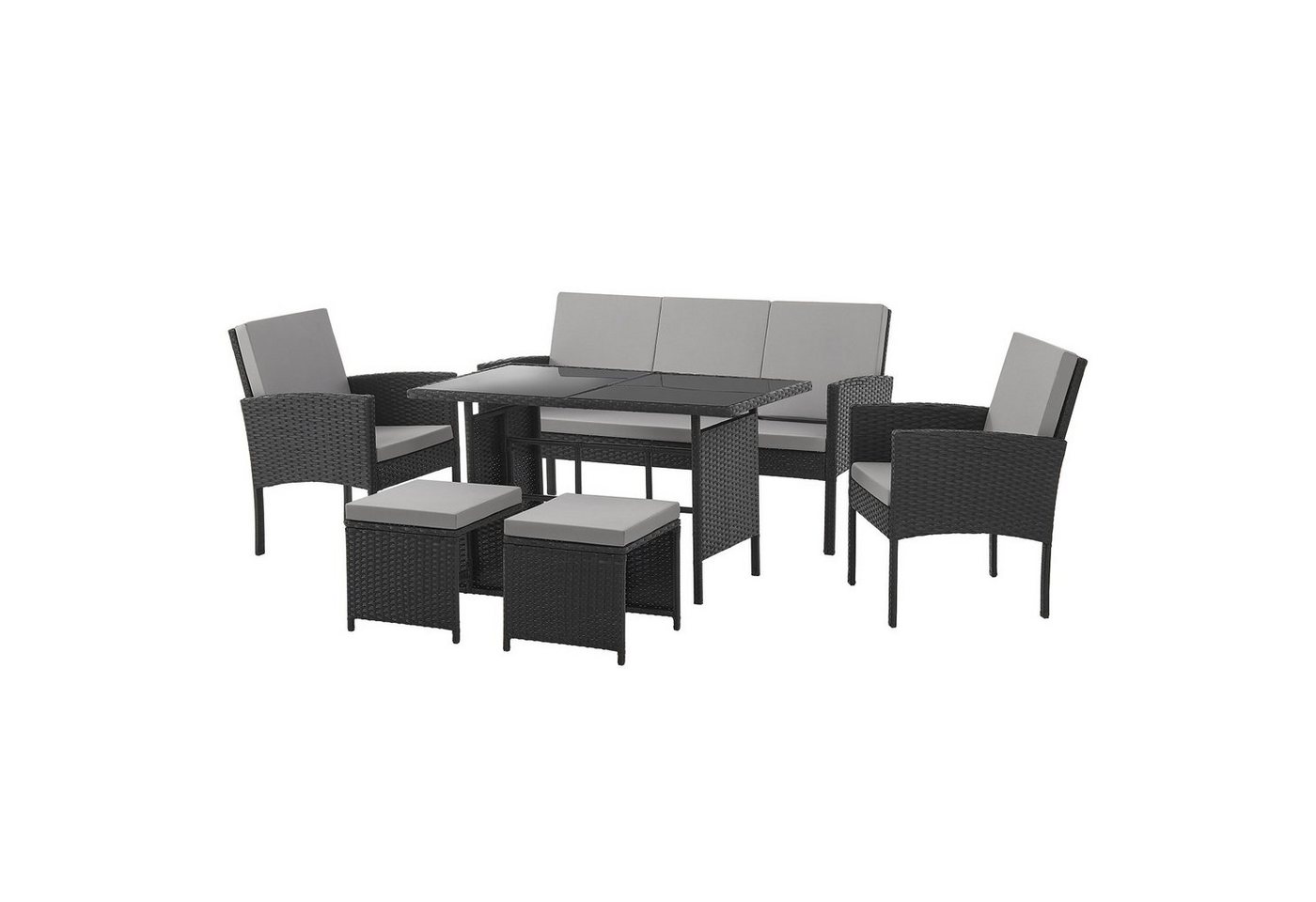 SVITA Gartenlounge-Set DENVER, (Gartenmöbel-Set), Essgruppe, Rattan, Inkl. Kissen