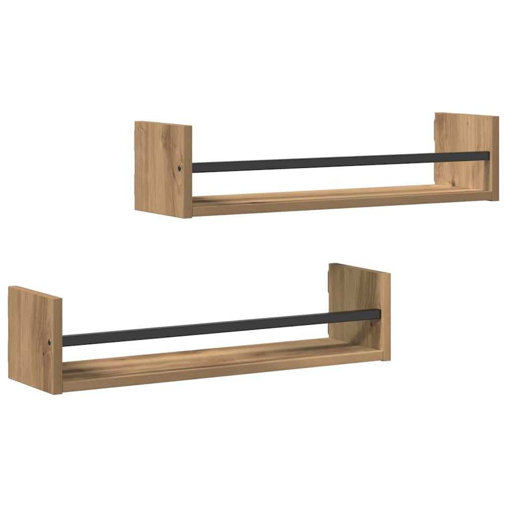 vidaXL Regal Wandregal 2 pcs Artisan-Eiche 60 x 16 x 14 cm Holzwerkstoff, 2 günstig online kaufen