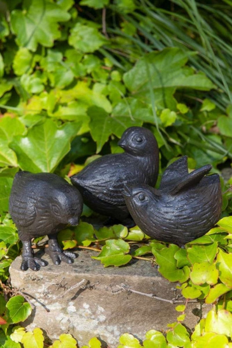 finehomegarden Dekofigur Gartenfiguren Vögel Gusseisen 3fach sort. H7,5-9,5cm Dekovogel (3 St), Spatz Figuren Vogelfigur Gartendeko / Paket