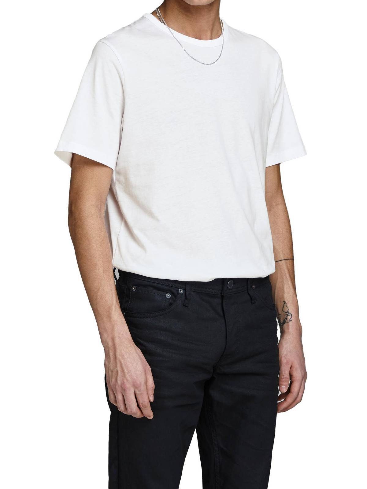 Jack Weiß T-Shirt, CREW TEE Herren T-Shirt - NECK JACBASIC & Jones 4er Pack