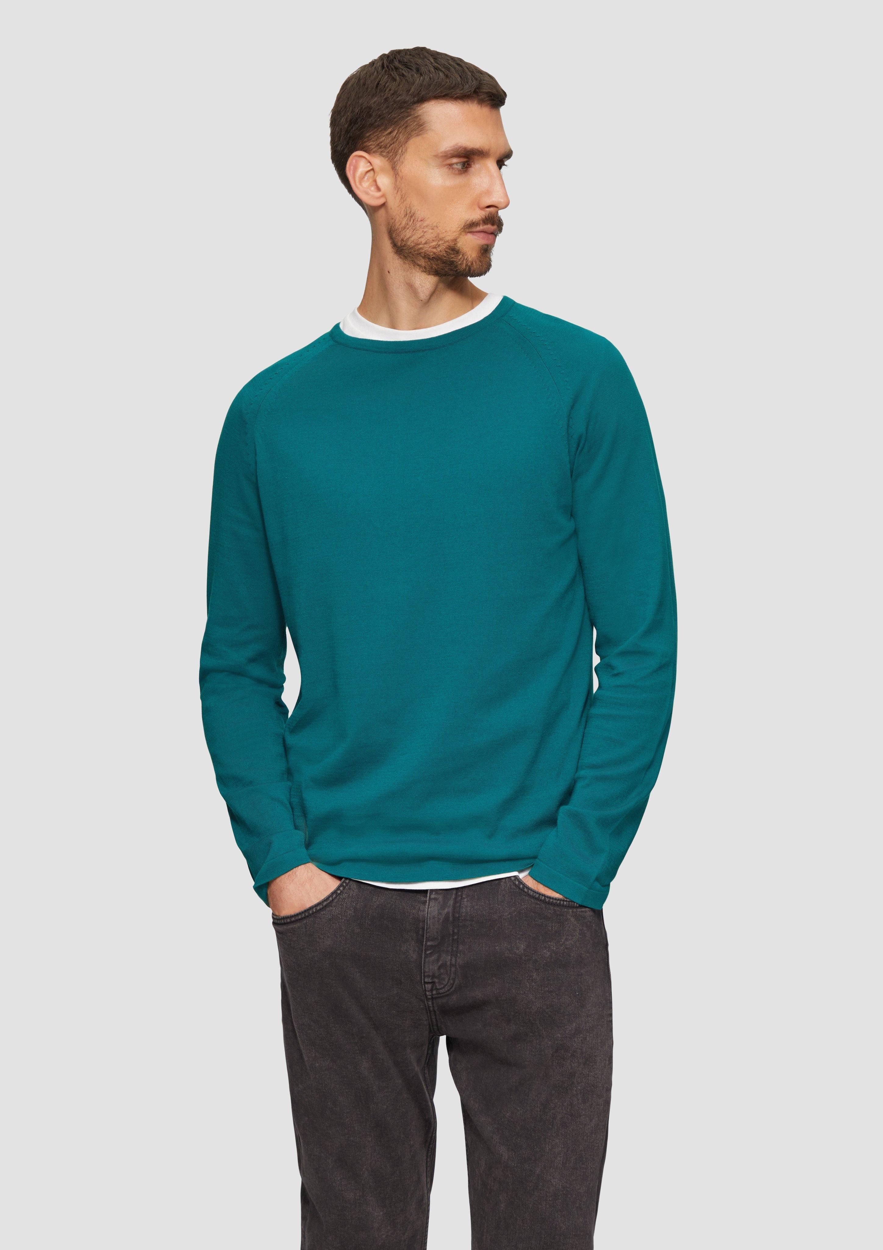 s.Oliver Strickpullover Feinstrickpullover mit Raglanärmeln Logo günstig online kaufen