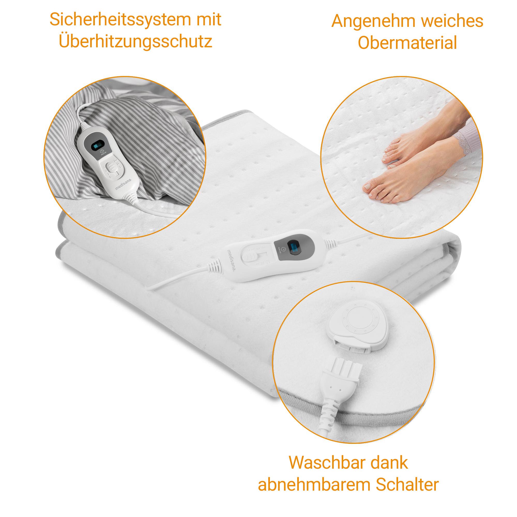 medisana Wärmeunterbett HU 666, Sicherheitssystem mit Überhitzungsschutz, waschbar, 3 Temperaturstufen