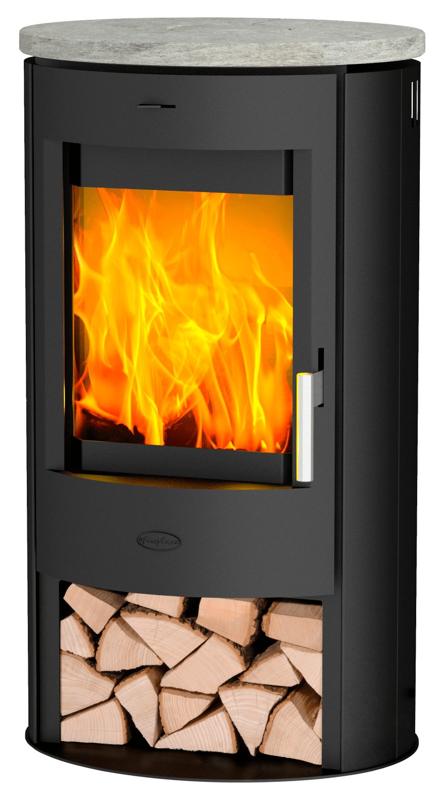 Fireplace Kaminofen Fireplace Zaria Speckstein 6 kW Kaminofen Stahl mit Topplatte R6780, 6.00 kW, Zeitbrand, mit offenem Holzfach
