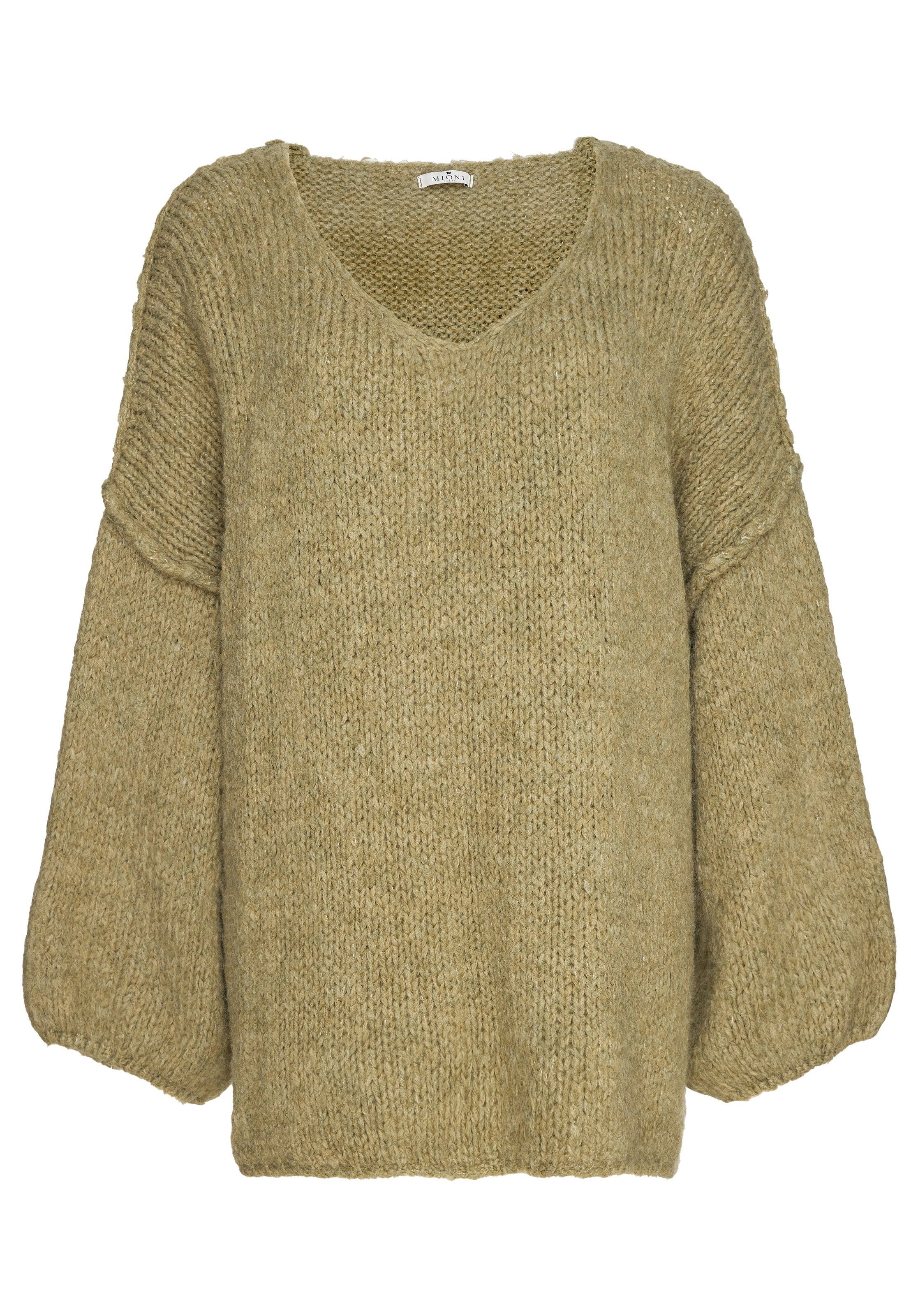 Strickpullover V-Ausschnitt Decay femininem khaki mit