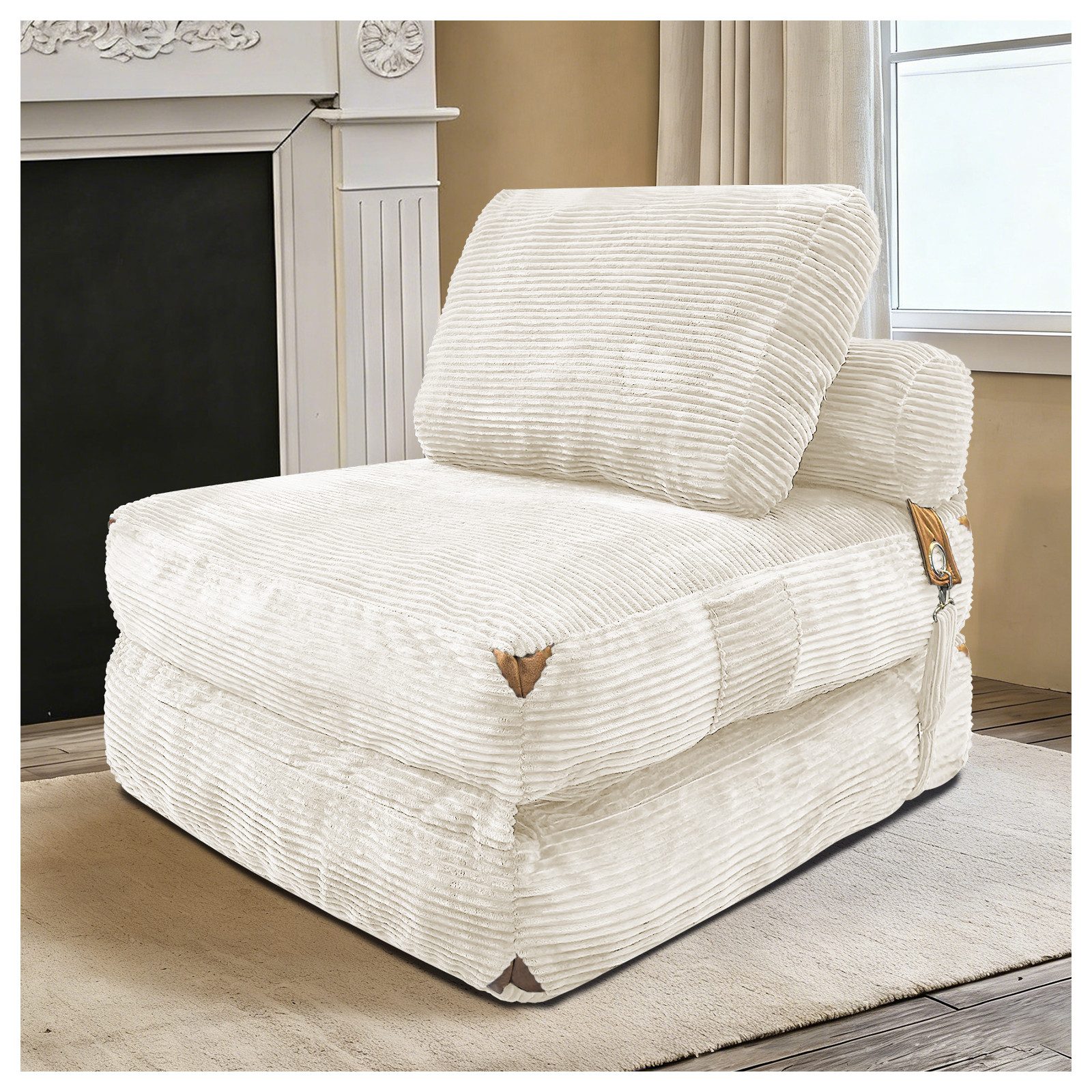 HAUSS SPOLE Loungesessel mit Ganzkörperpolsterung,Loungesessel Einsitzer mit Stauraum,Weiß