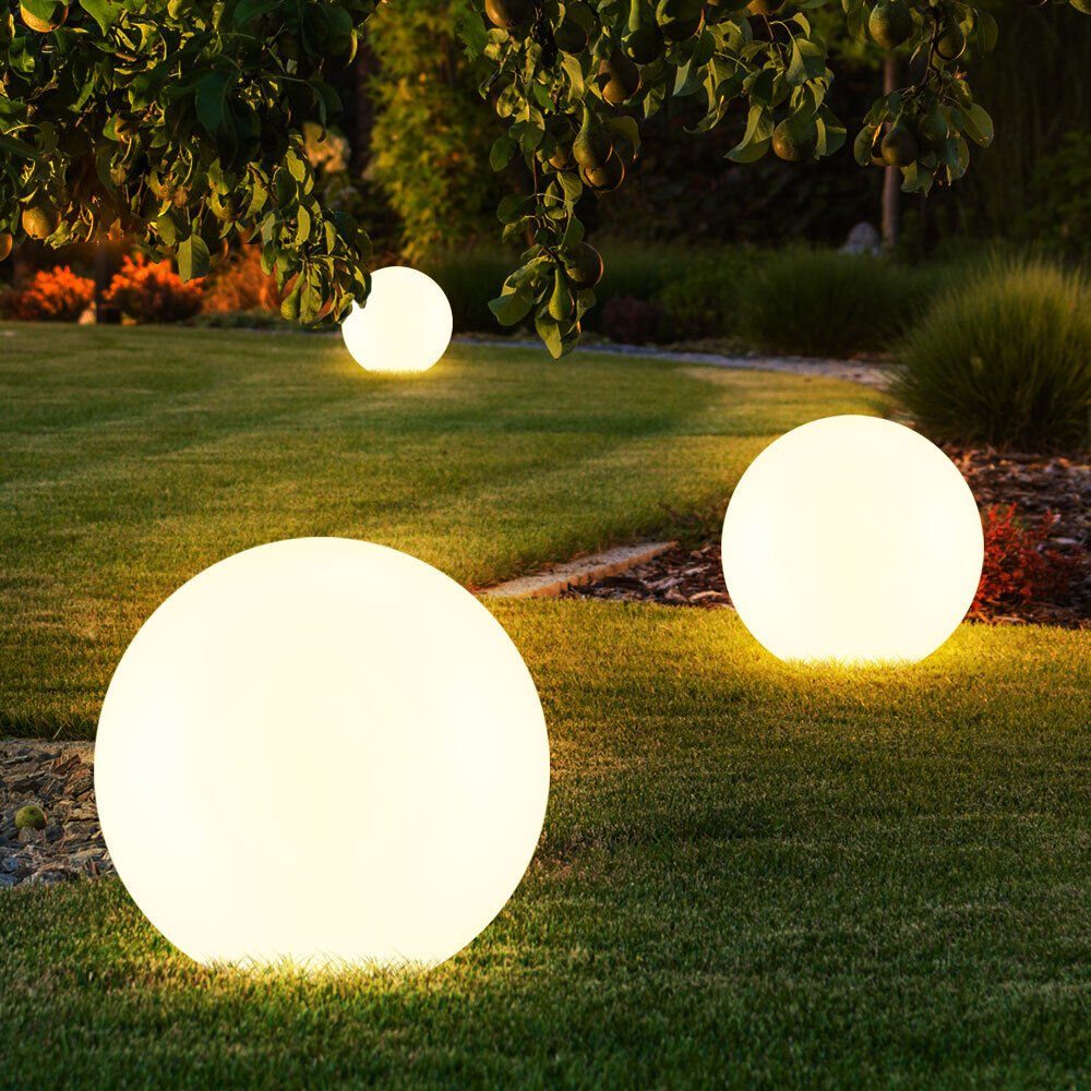 Globo Gartenleuchte, LED-Leuchtmittel fest LED Beleuchtung Set verbaut, 3er Rasen Leuchten Außen Solar Garten Kugel