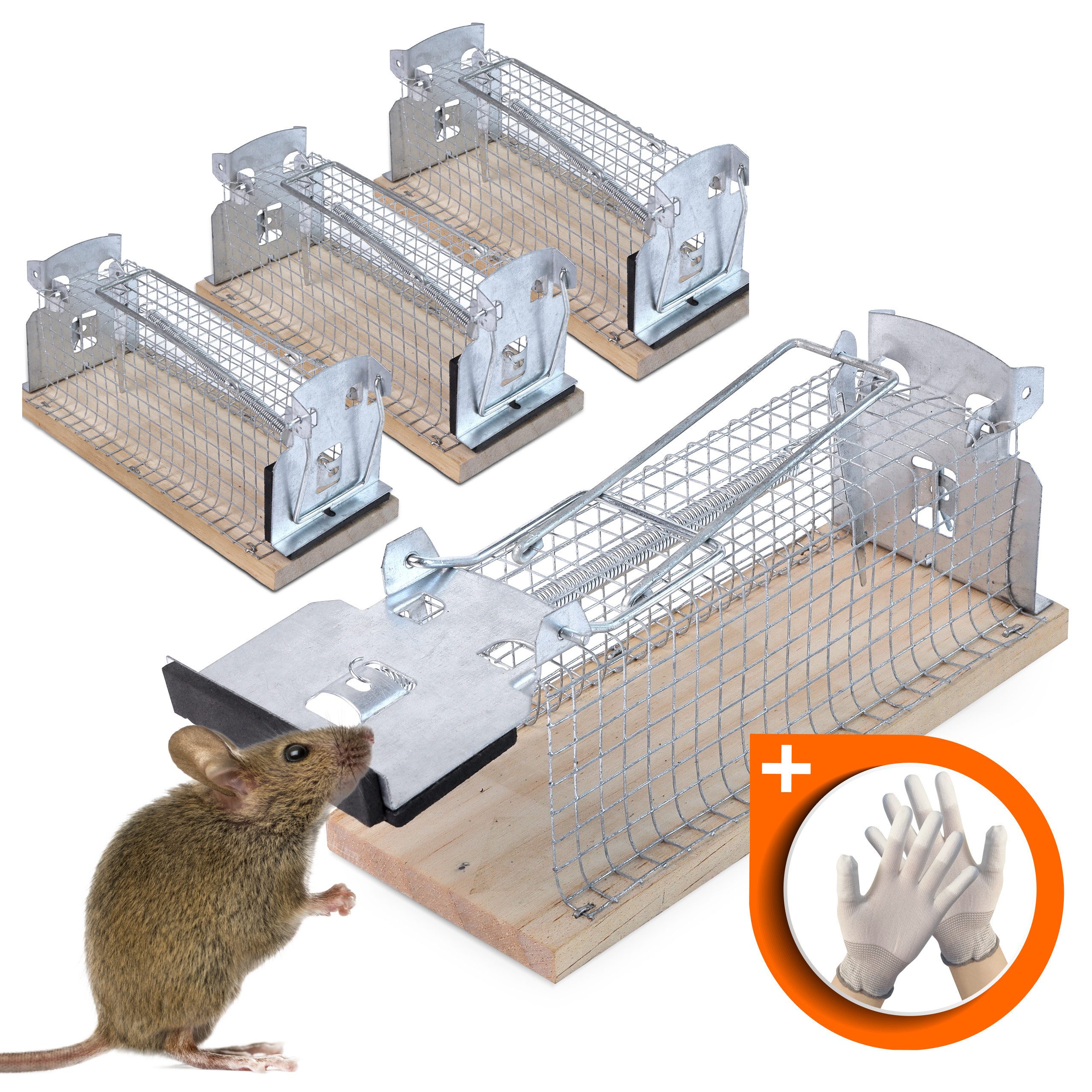 RAPIZZ Lebendfalle Mäusefalle Tierfreundlich & ohne Gift, Für den Innen-und Außenbereich, 4er-Set in Holz oder 2er-Set in ABS, Mit Tipps und Anleitung
