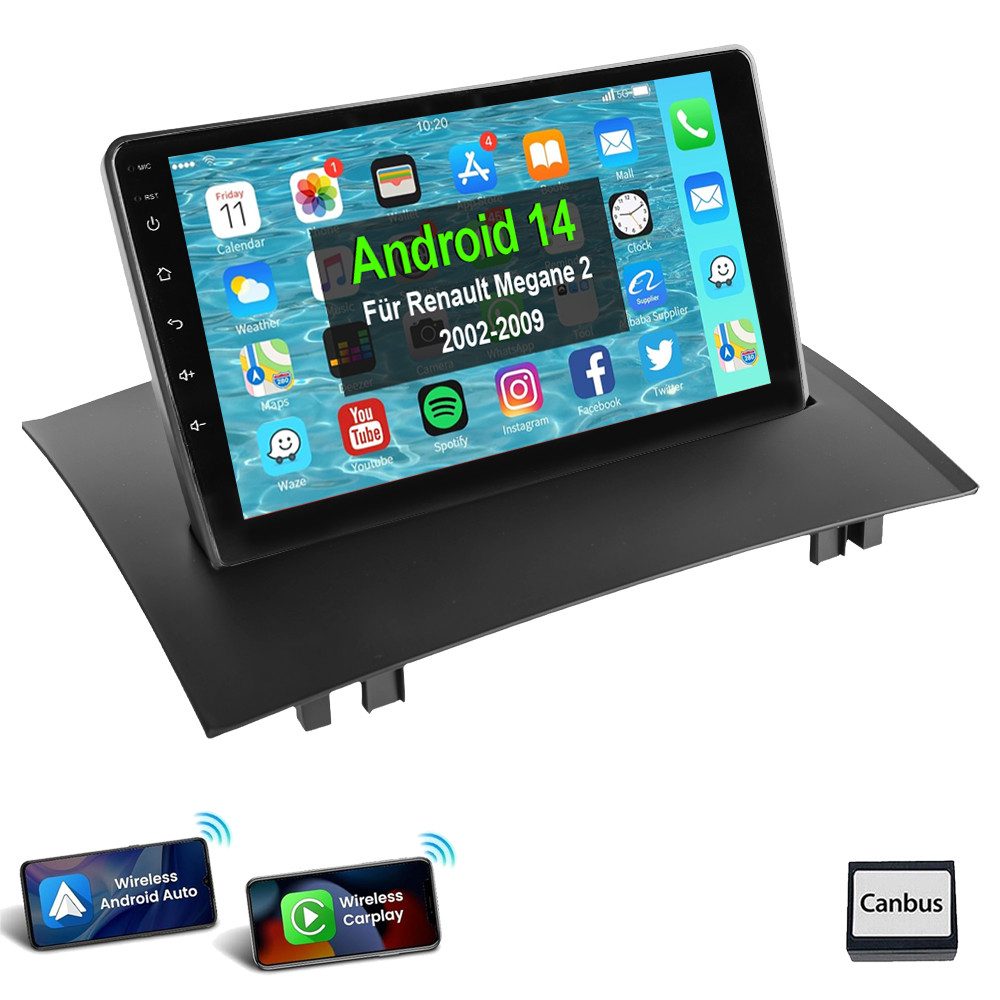 Für Renault Megane II 2002-2009 Autoradio Carplay Android 14 Autoradio